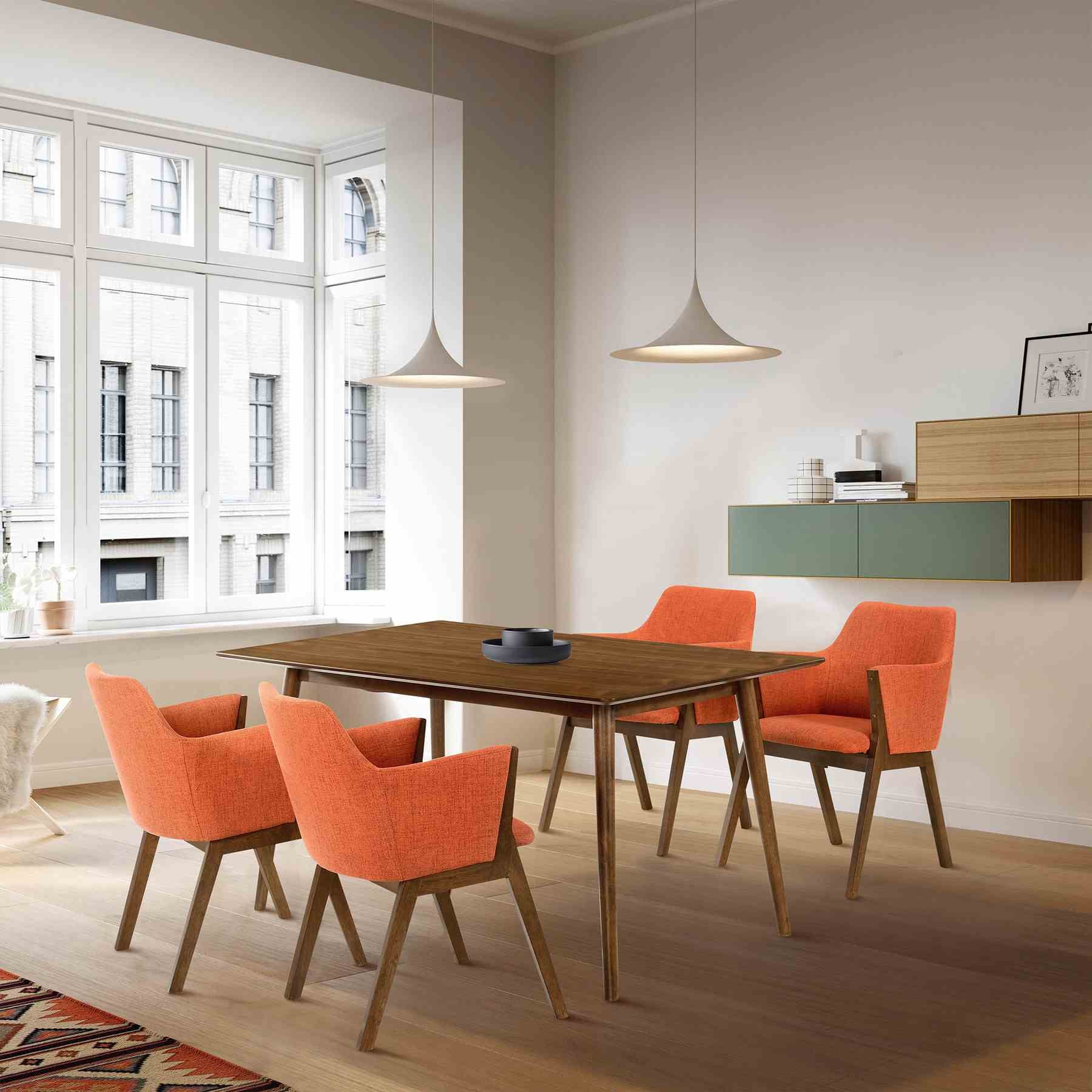Westmont and Renzo Orange and Walnut 5 Piece Dining Set - Image 10