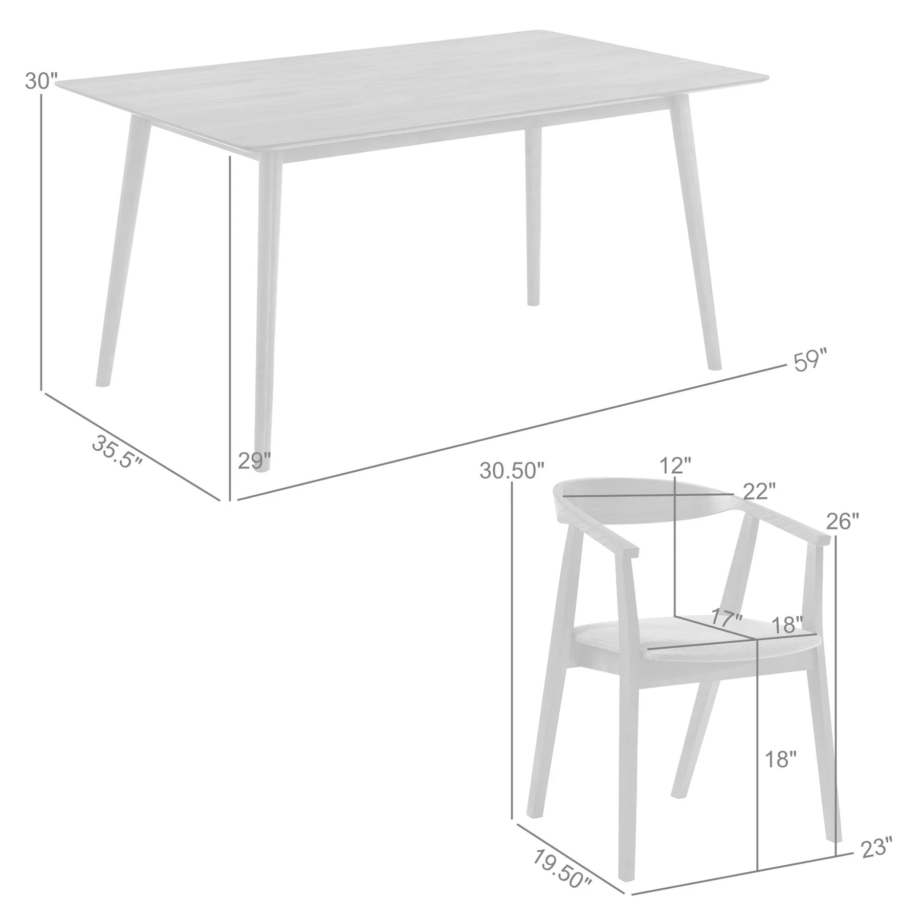 Westmont Santana 5 Piece Black Wood Dining Table Set with Charcoal Fabric - Image 10