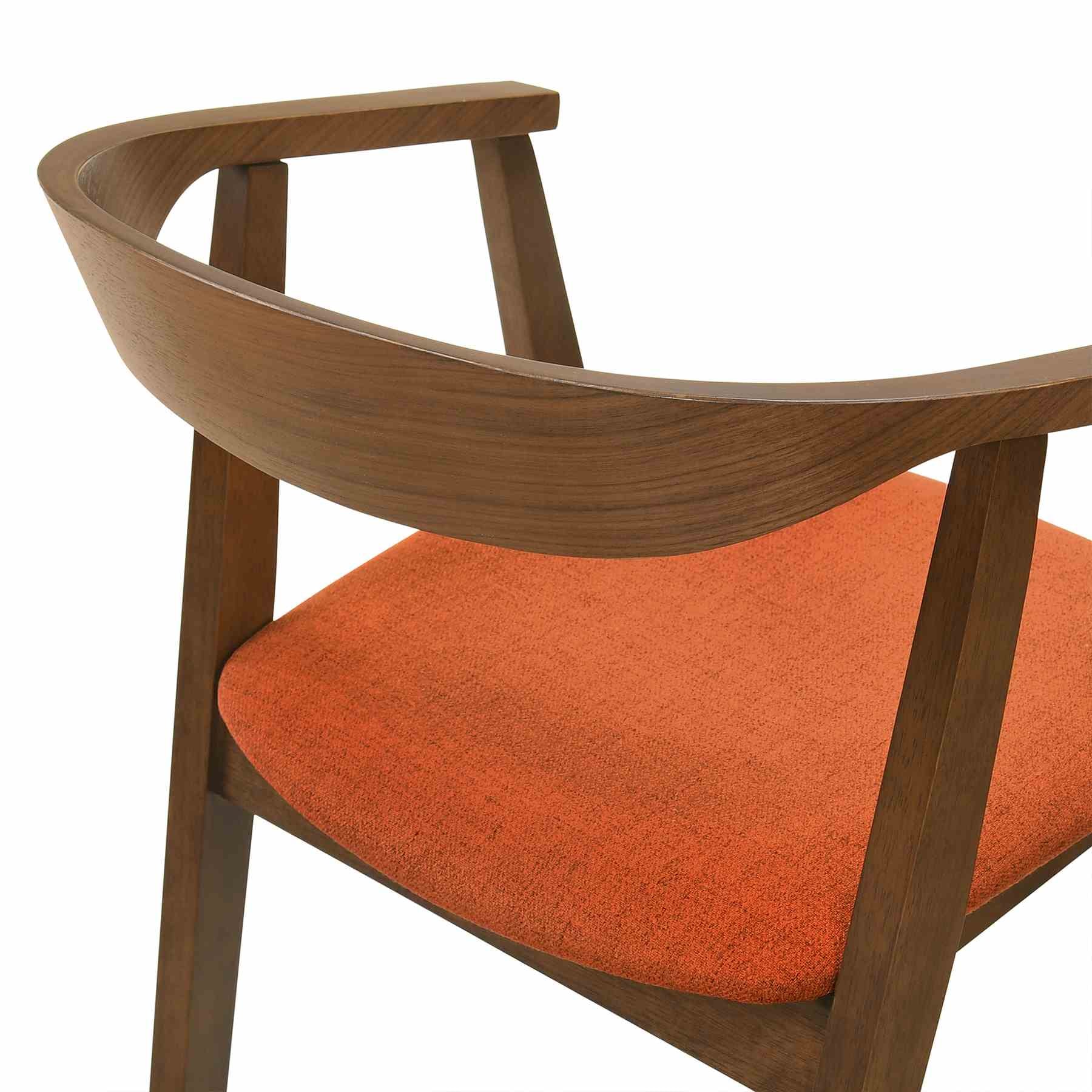 Westmont Santana 5 Piece Walnut Wood Dining Table Set with Orange Fabric - Image 7