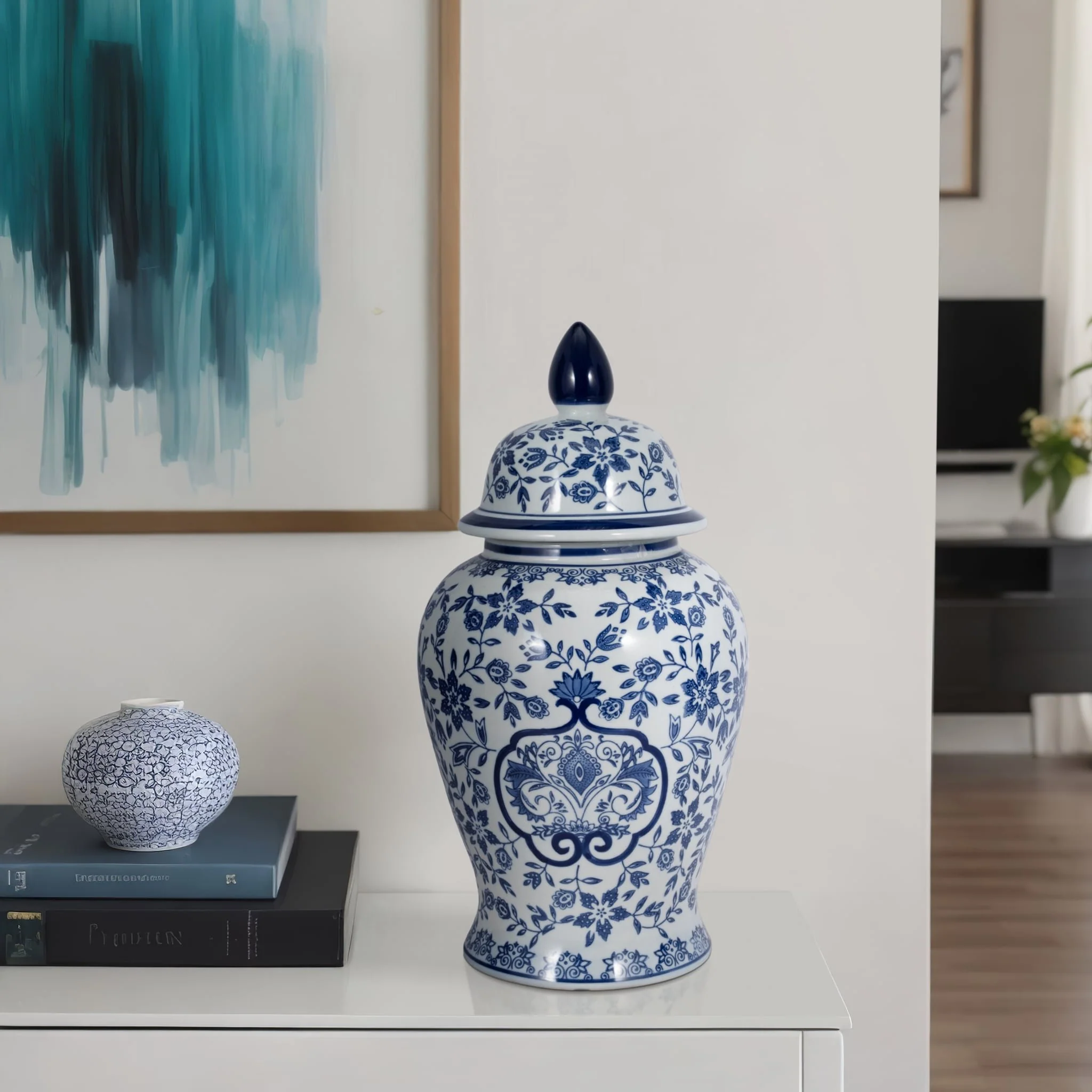 White/blue Temple Jar 18 - Image 10