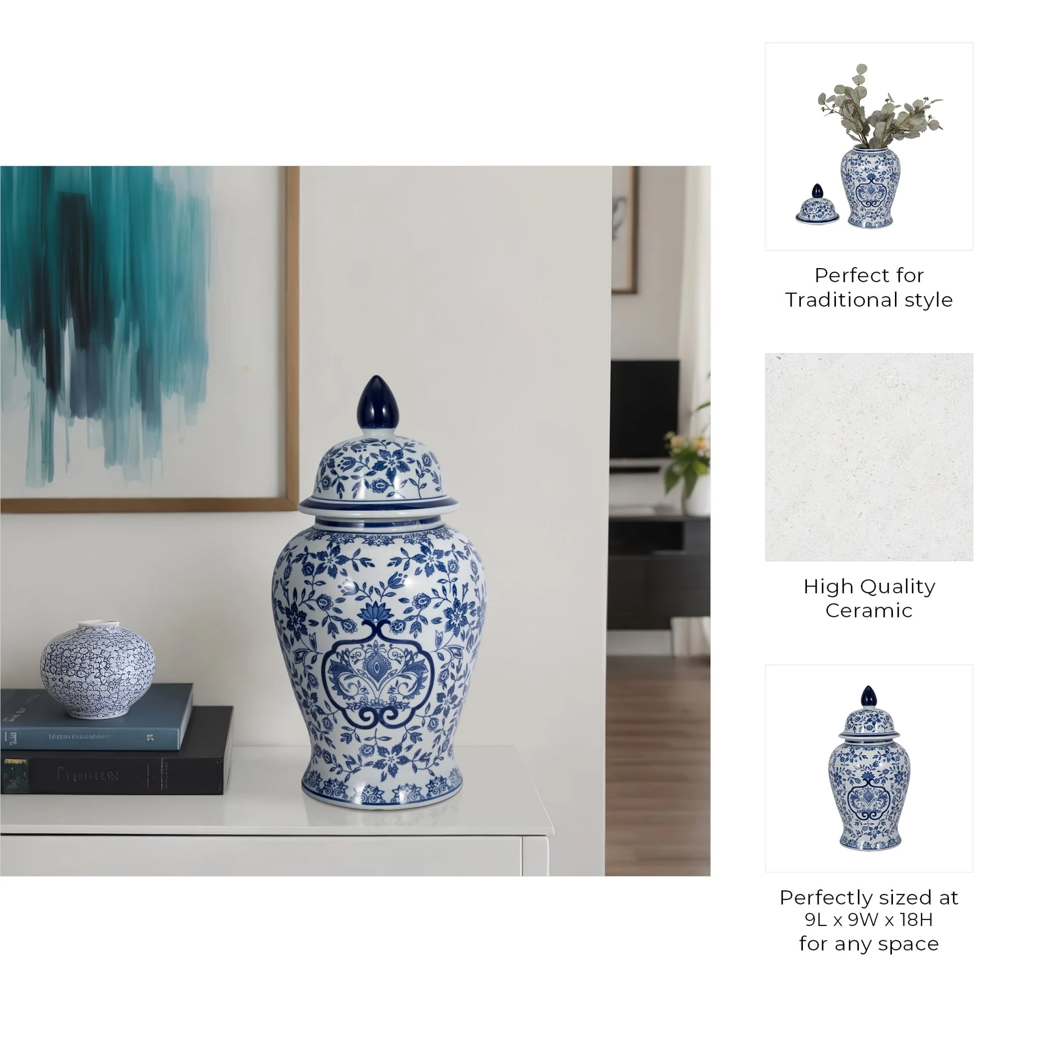 White/blue Temple Jar 18 - Image 9
