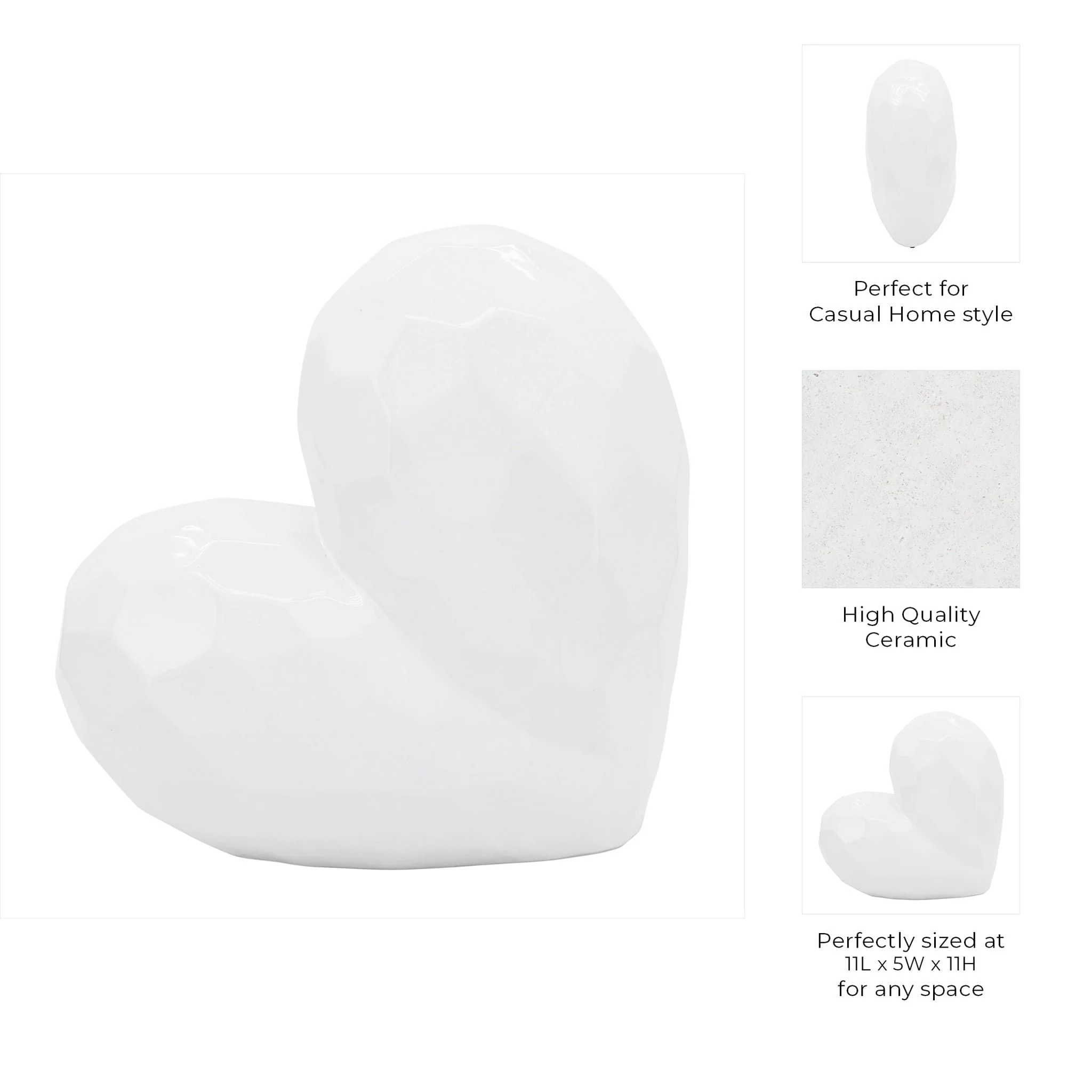 White Ceramic Heart, 11 - Image 3