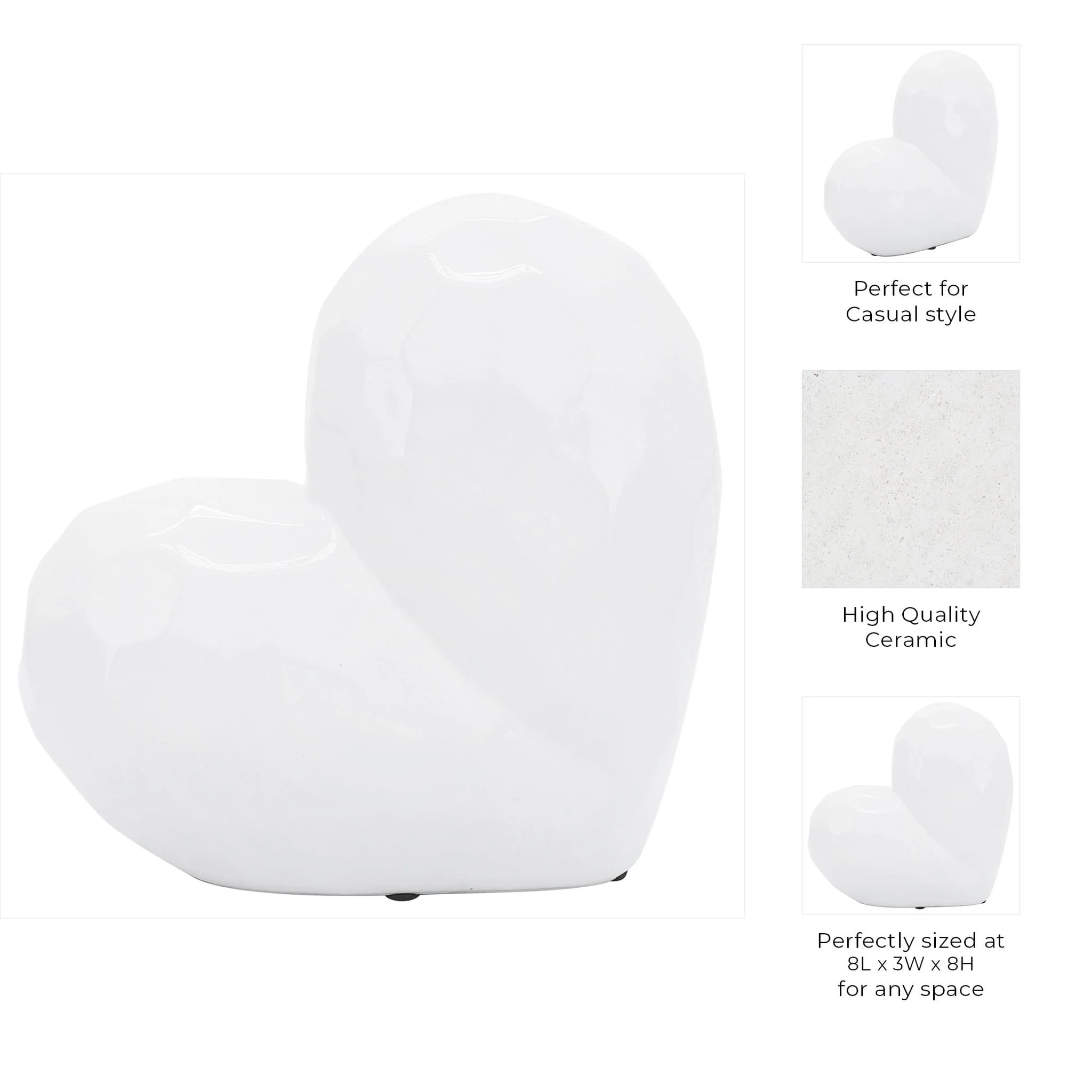 White Ceramic Heart, 8 - Image 3