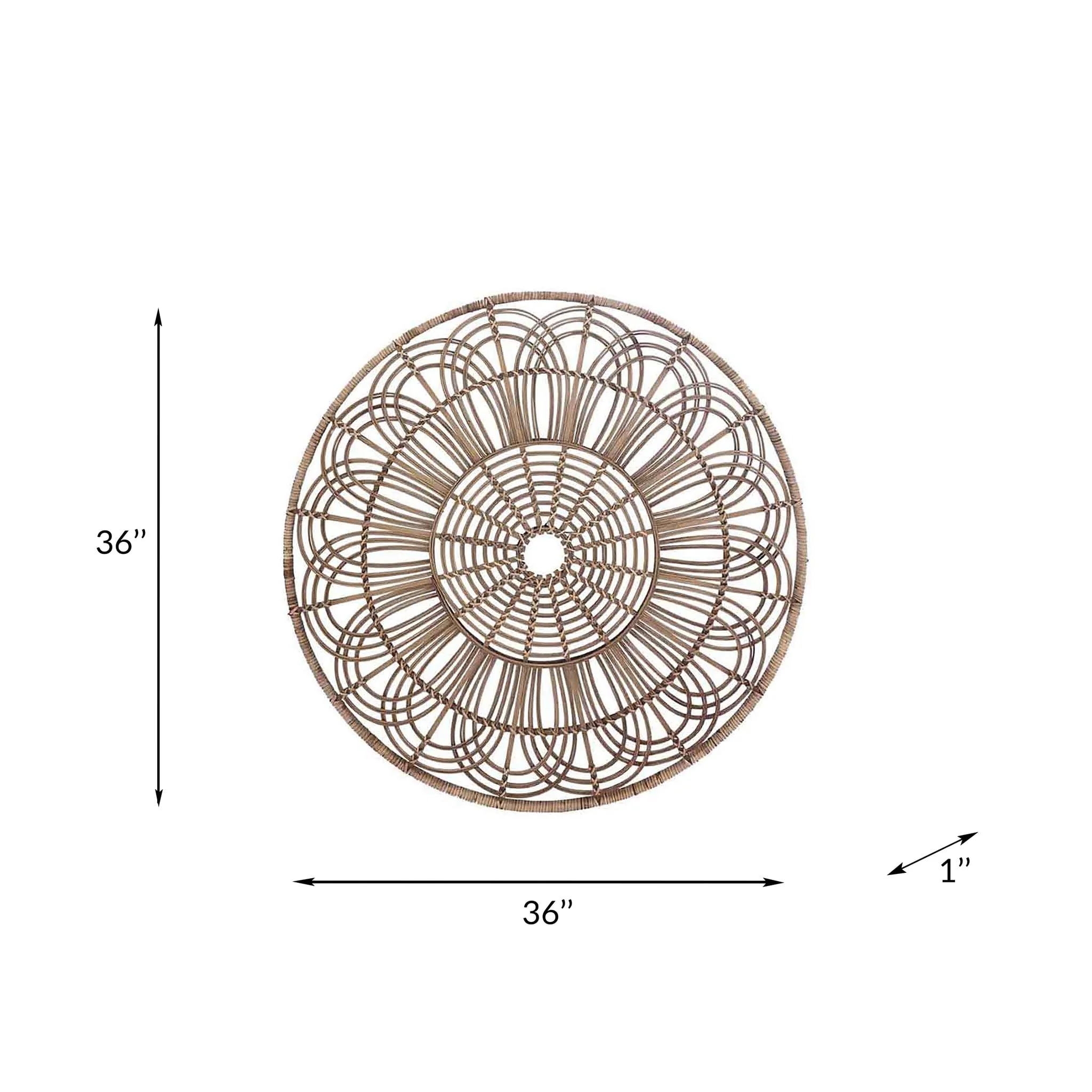 Wicker, 36", Round Wall Accent, Brown - Image 3