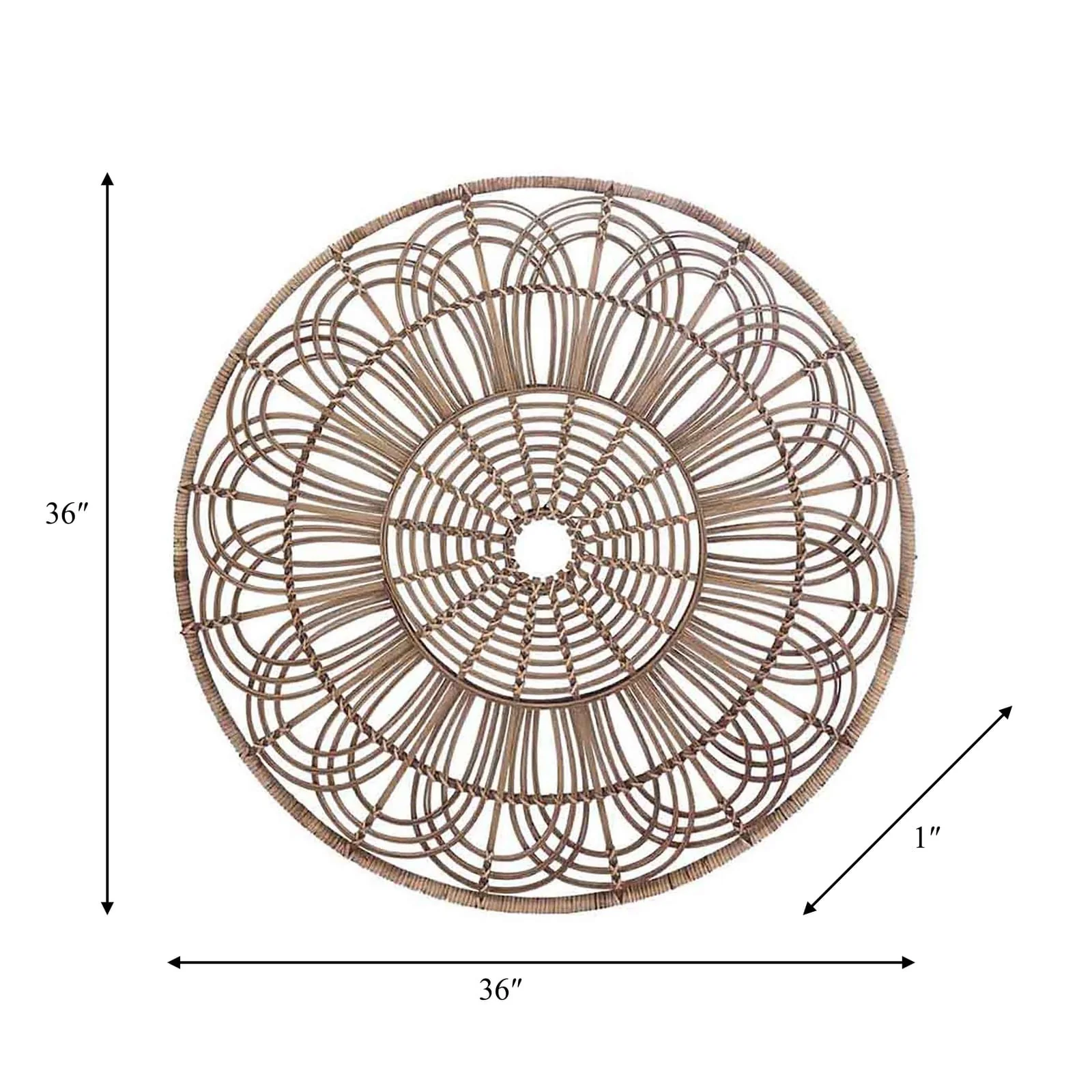 Wicker, 36", Round Wall Accent, Brown - Image 4