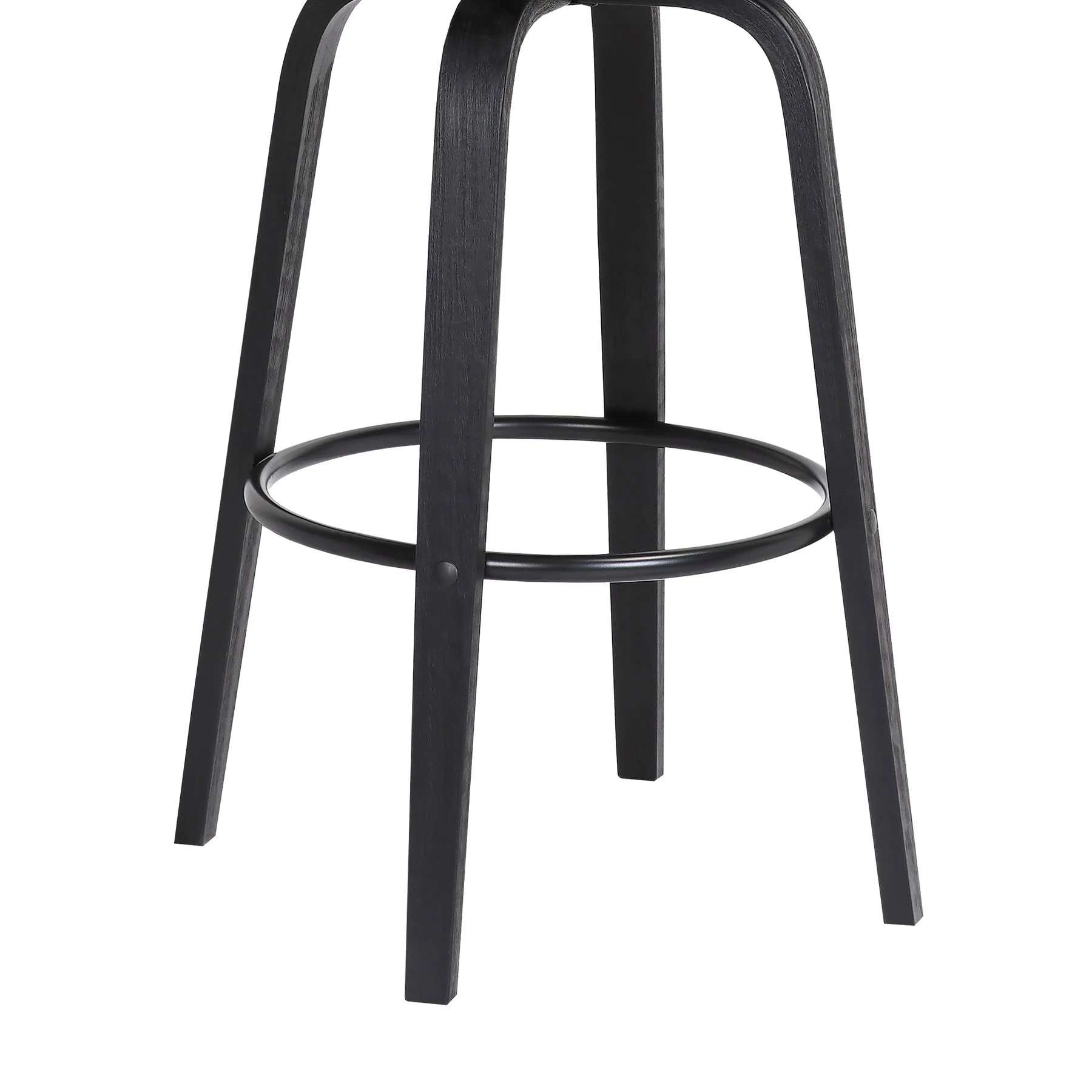 Willow 25.5" Swivel Black Wood Counter Stool in Gray Faux Leather with Black Metal - Image 8