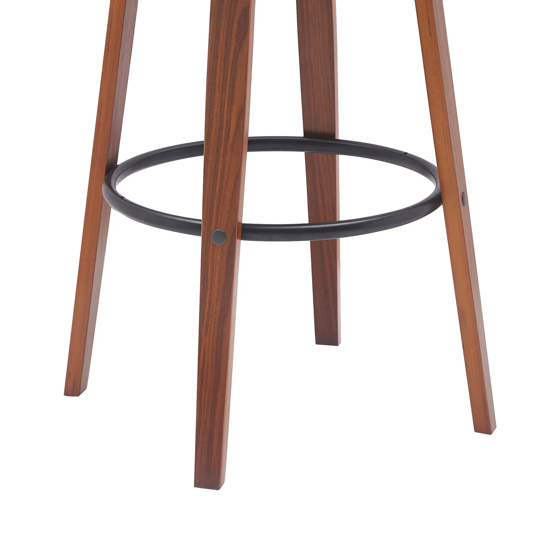 Willow 30" Swivel Walnut Wood Bar Stool in Gray Faux Leather with Golden Bronze Metal - Image 8