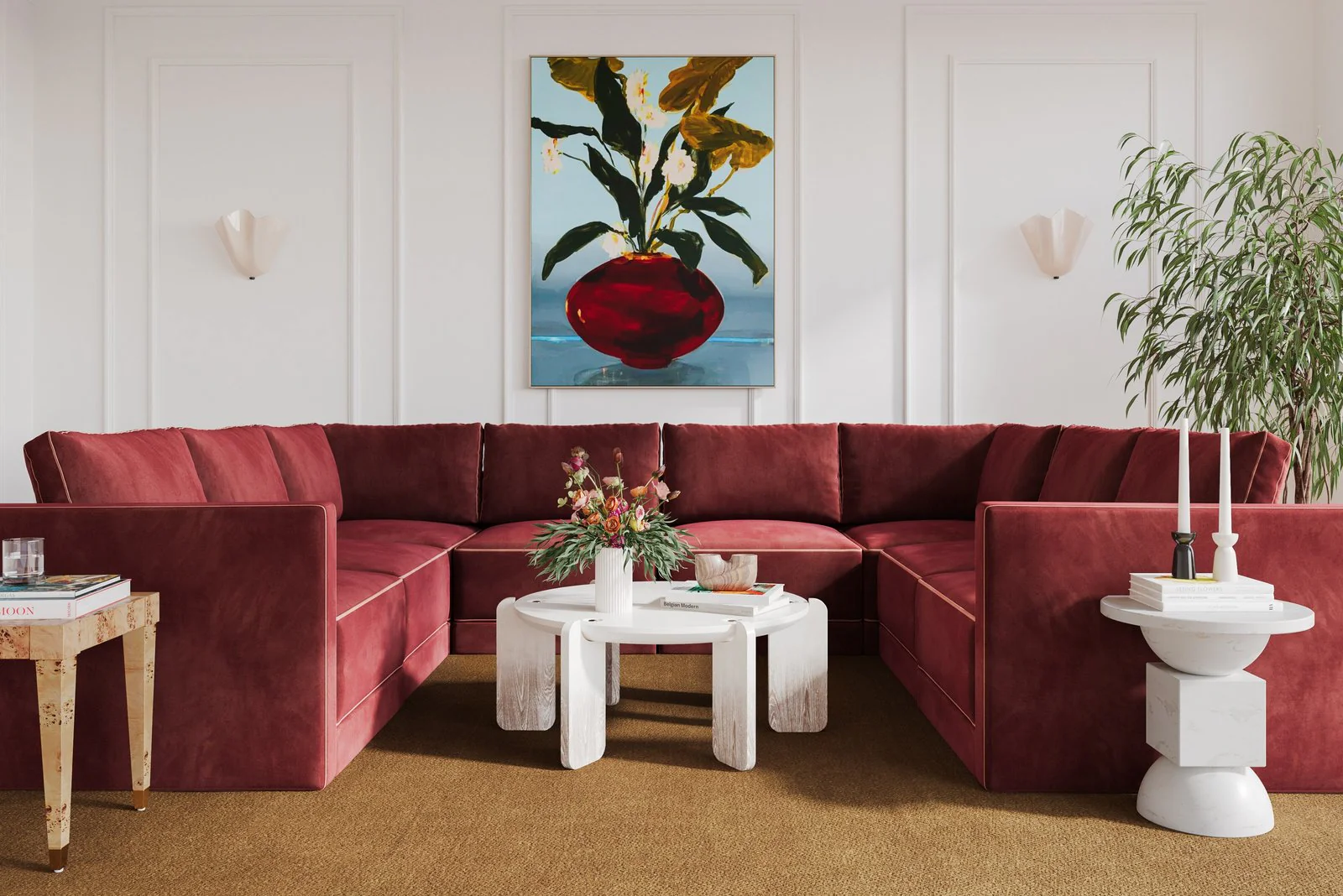 Willow Berry Red Modular Large U Sectional - Image 2