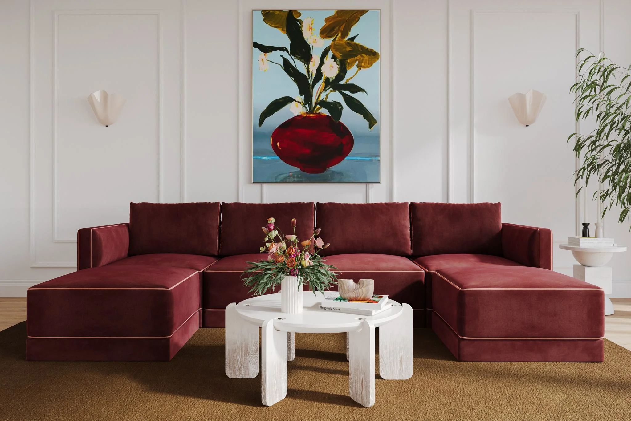 Willow Berry Red Modular U Sectional - Image 2