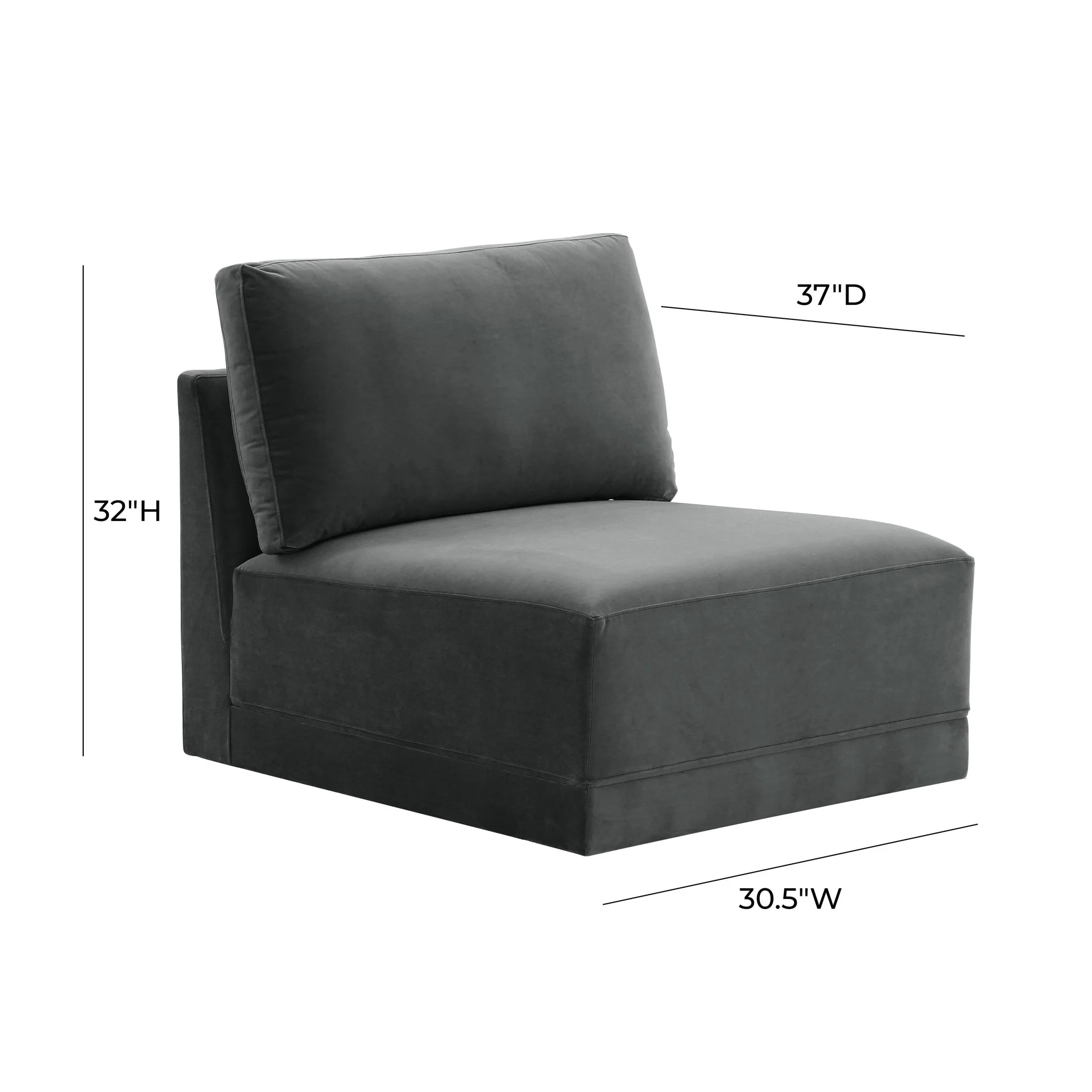 Willow Charcoal Armless Chair - Image 5