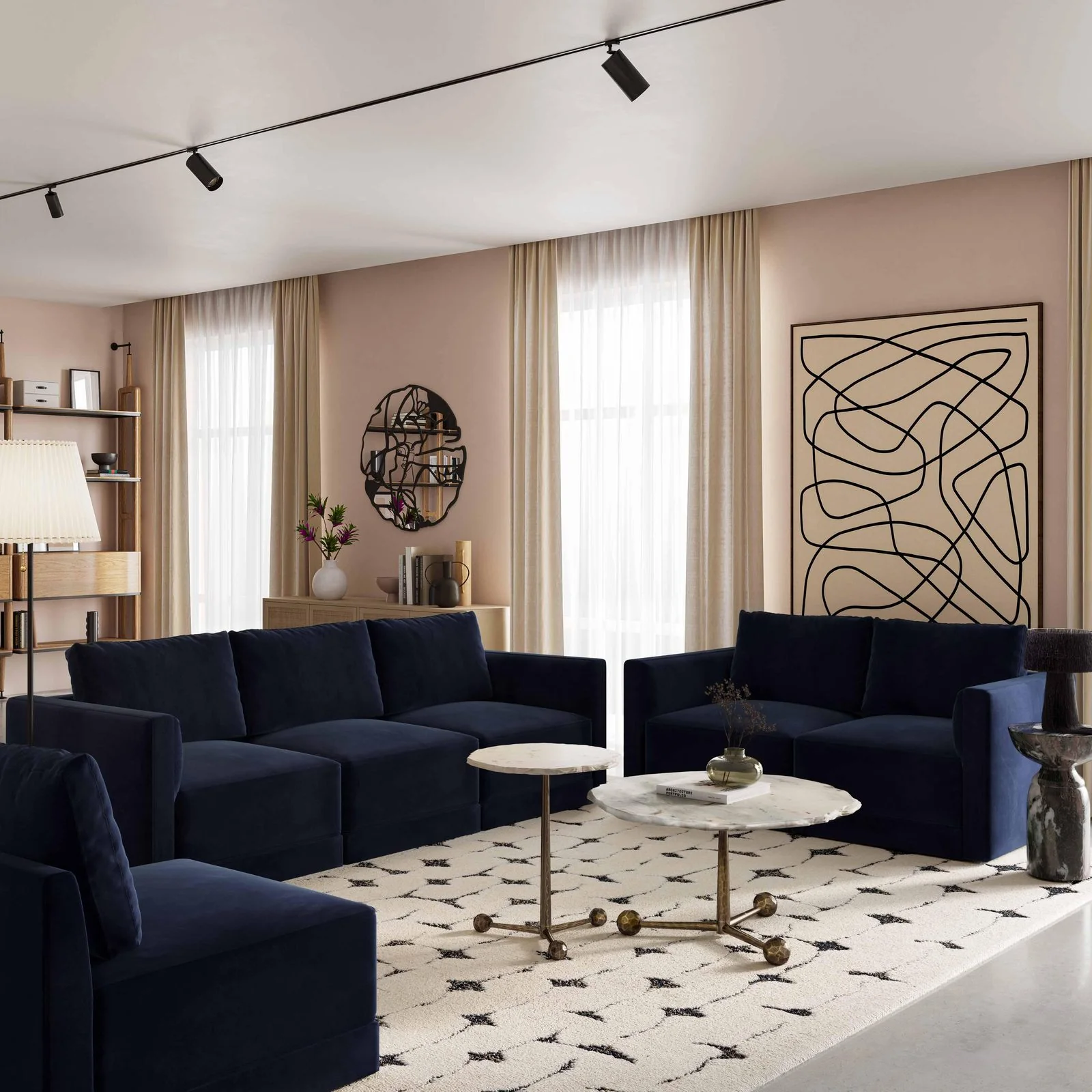 Willow Navy Modular Loveseat - Image 2