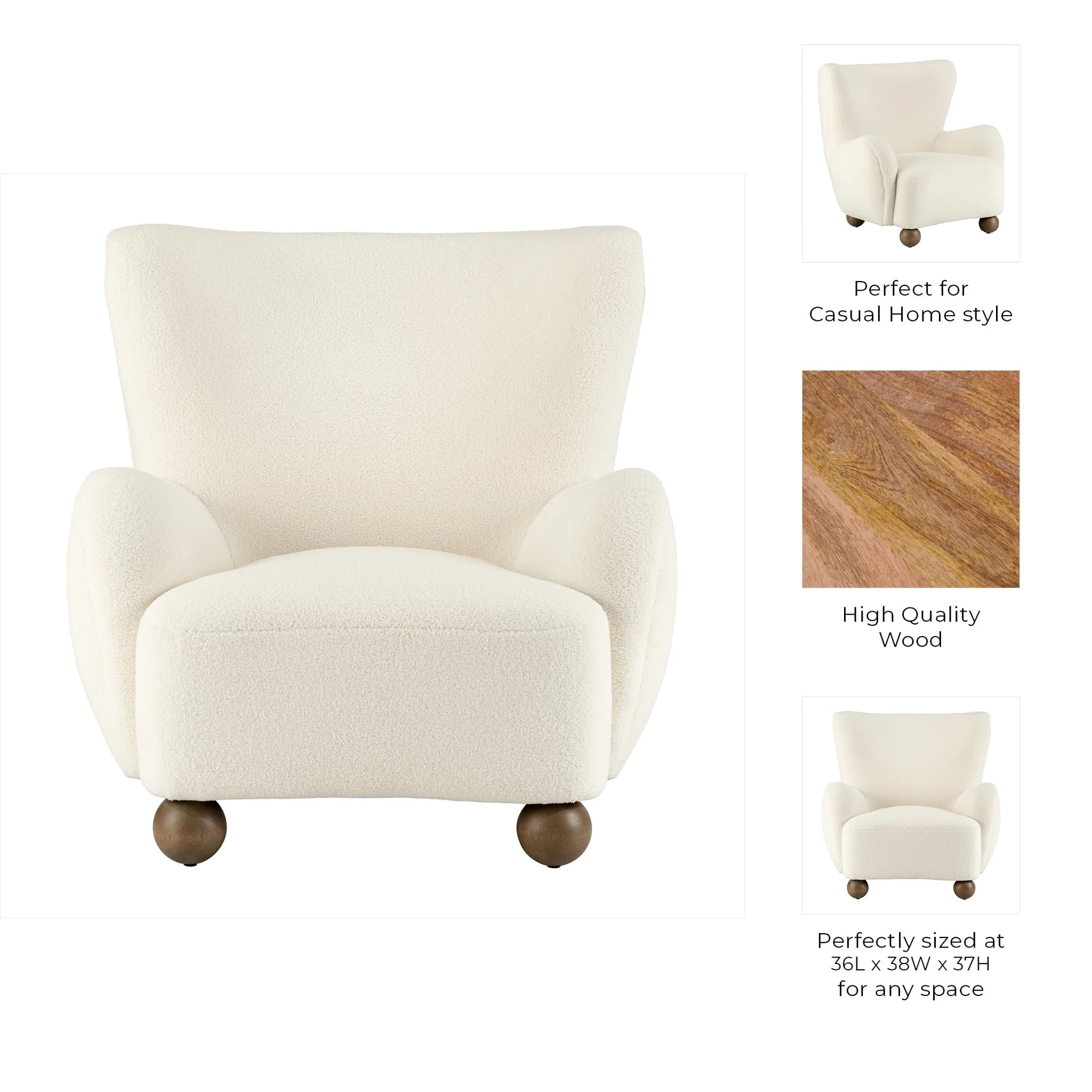 Wingback Occasional Chair, Beige - Image 9