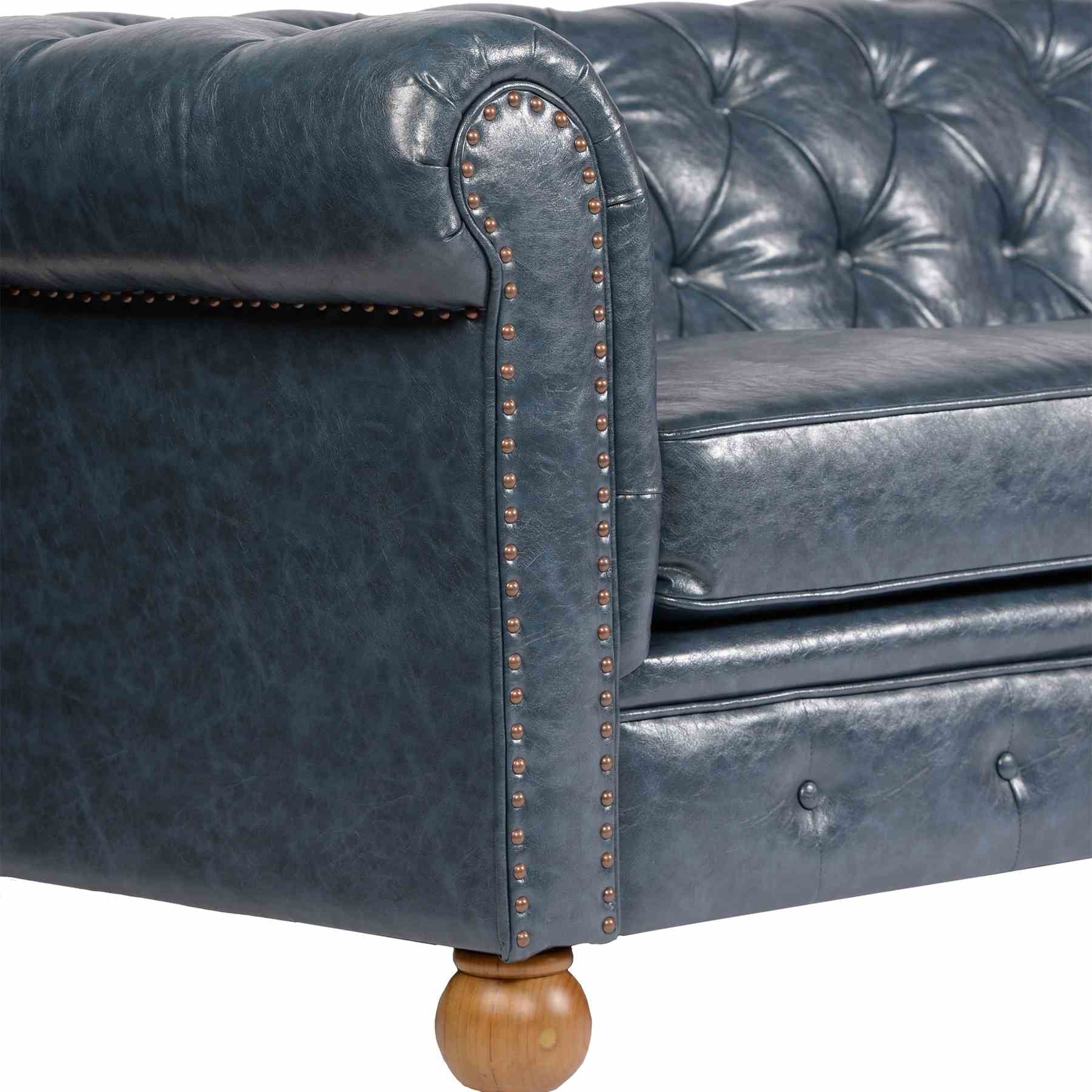 Winston Antique Blue Bonded Leather Sofa - Image 2