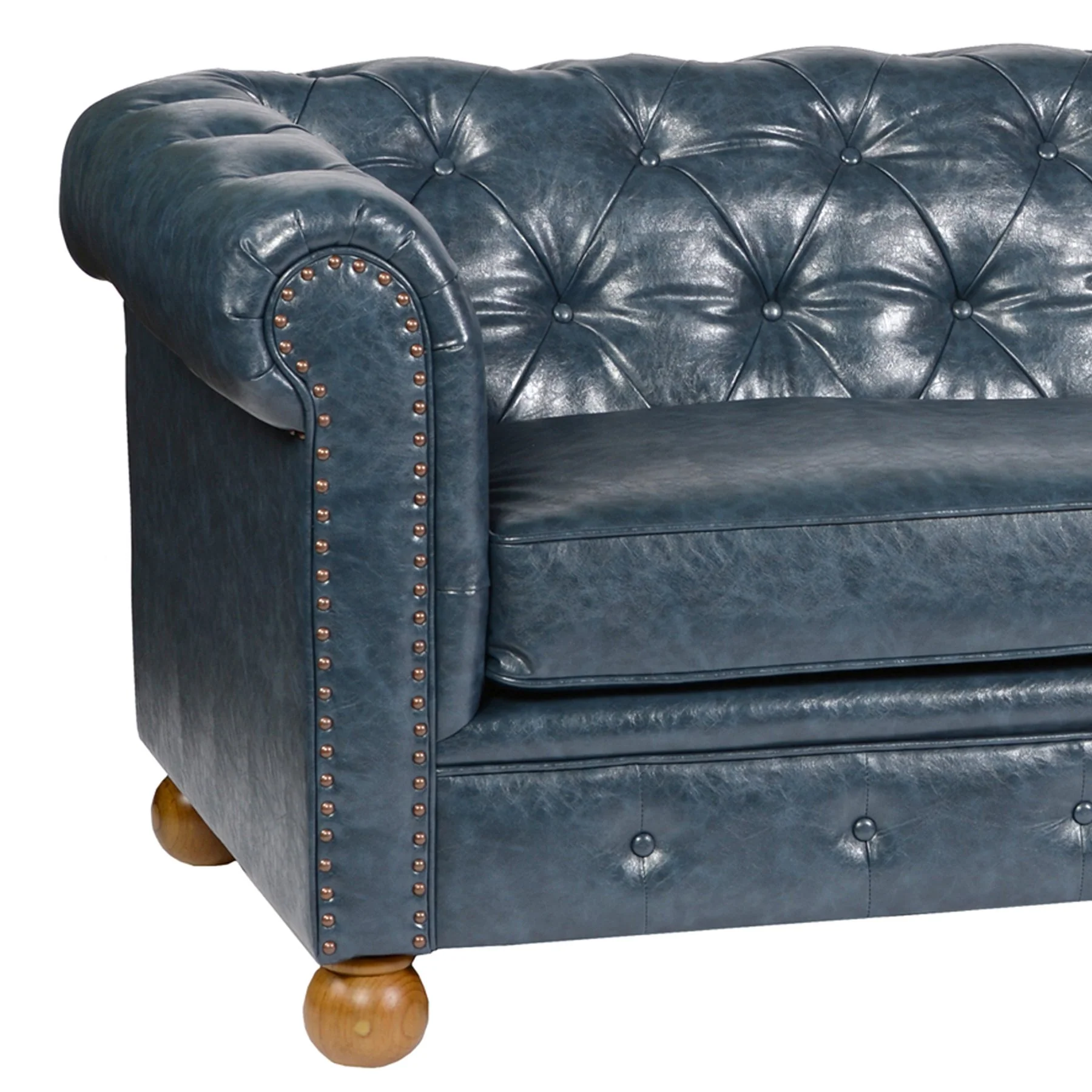 Winston Antique Blue Bonded Leather Sofa - Image 4