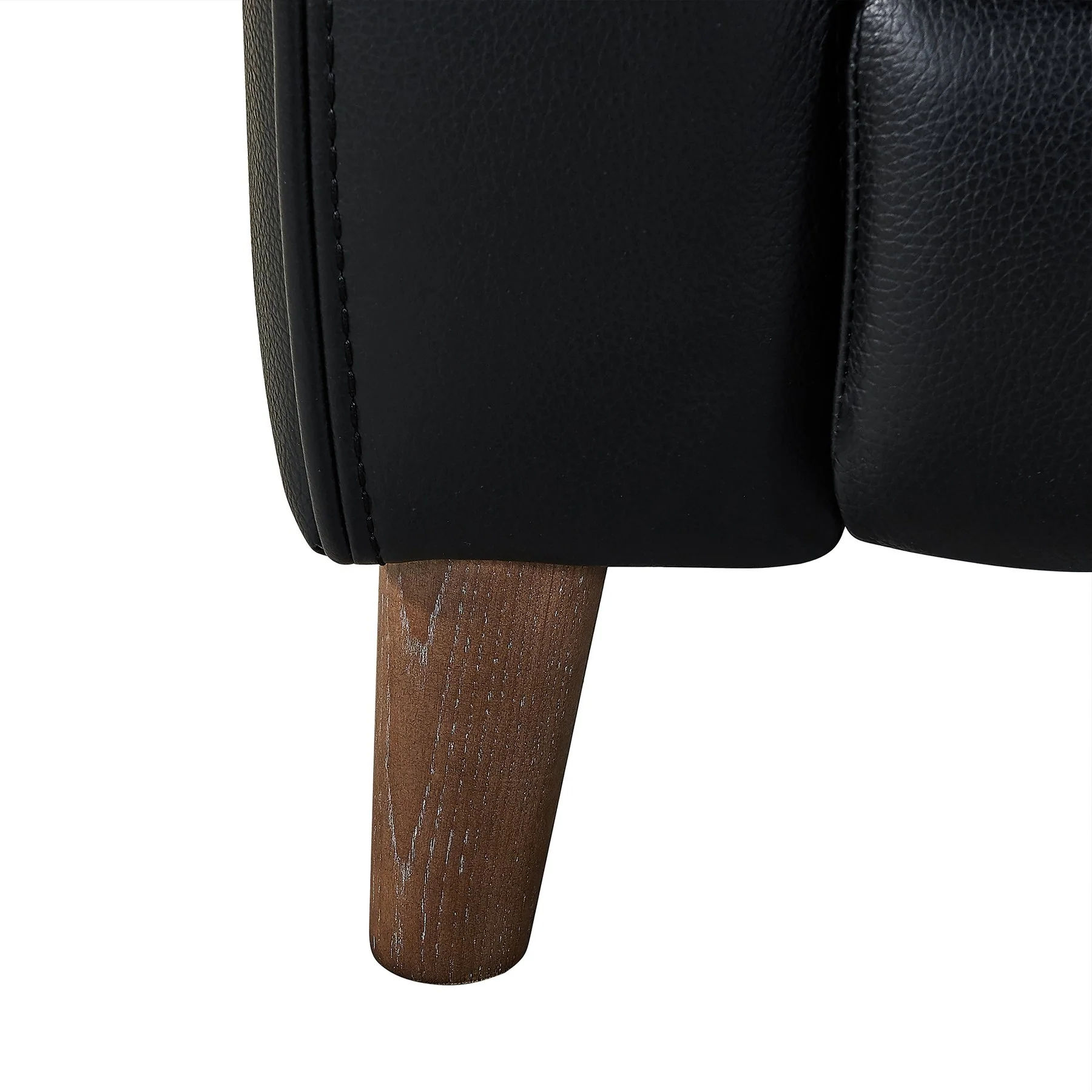 Wisteria Contemporary Chair in Light Brown Wood Finish and Black Genuine Leather - Image 7