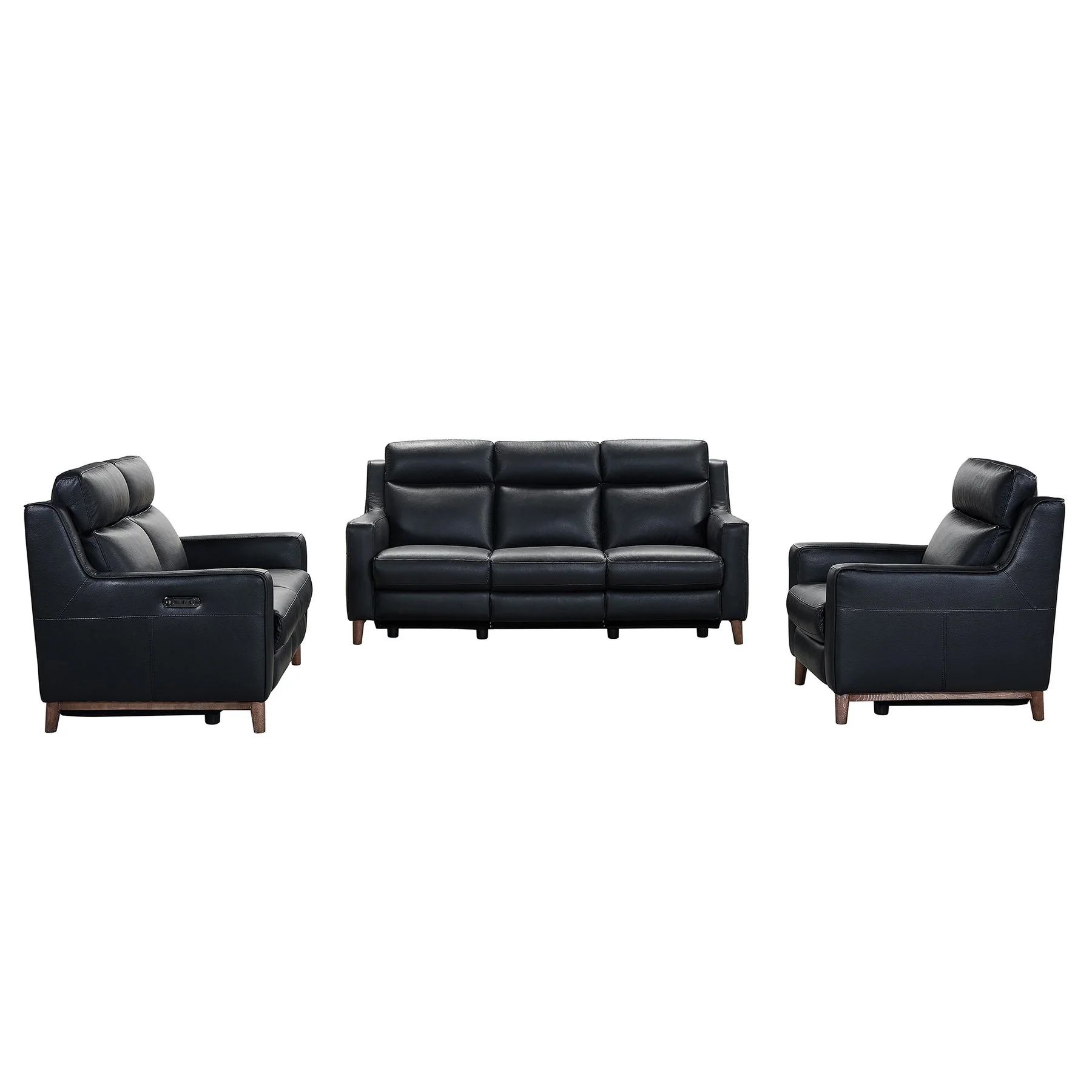 Wisteria Contemporary Chair in Light Brown Wood Finish and Black Genuine Leather - Image 9
