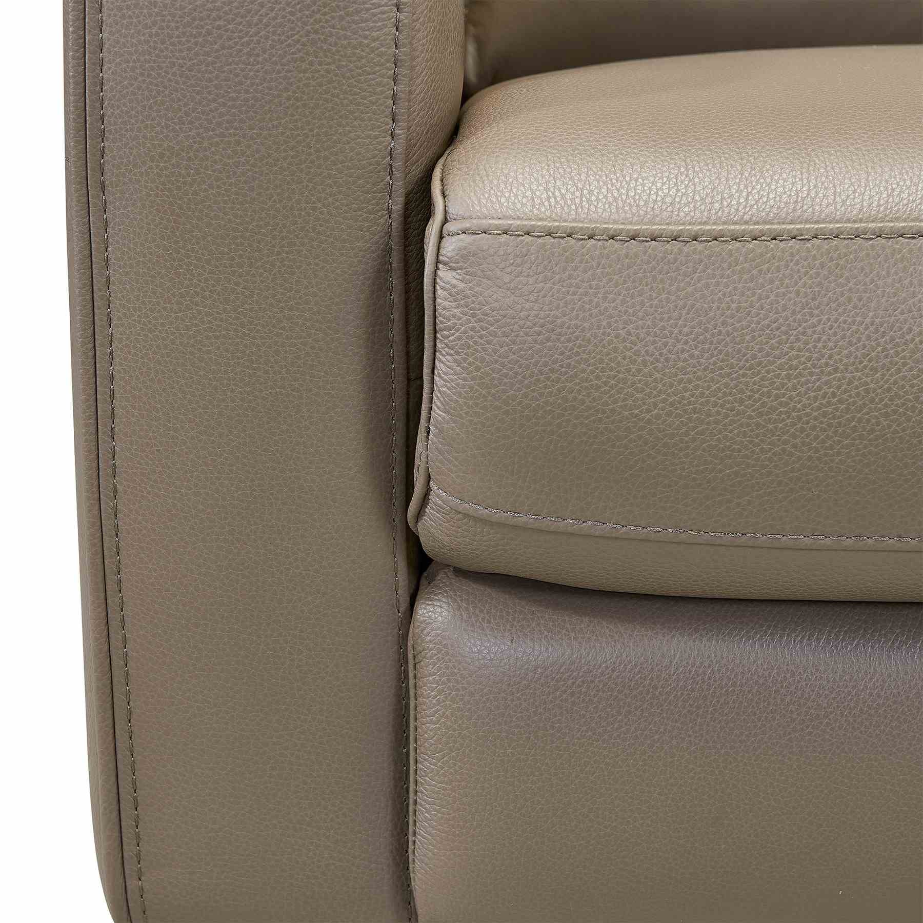 Wisteria Contemporary Chair in Light Brown Wood Finish and Taupe Genuine Leather - Image 7