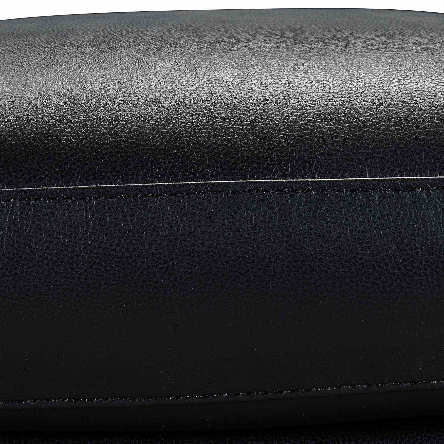 Wisteria Contemporary Loveseat in Light Brown Wood Finish and Black Genuine Leather - Image 8