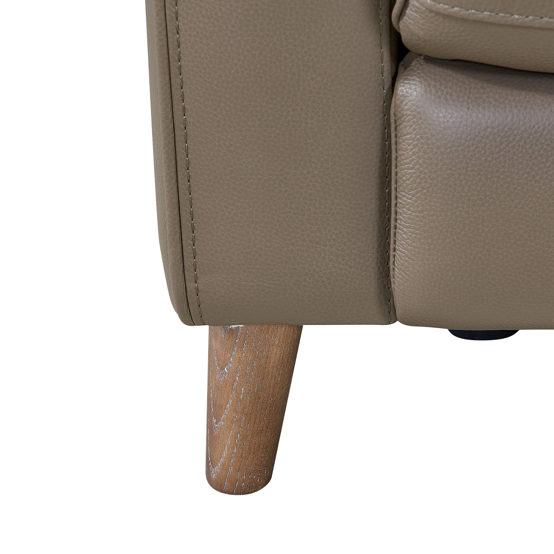 Wisteria Contemporary Loveseat in Light Brown Wood Finish and Taupe Genuine Leather - Image 6