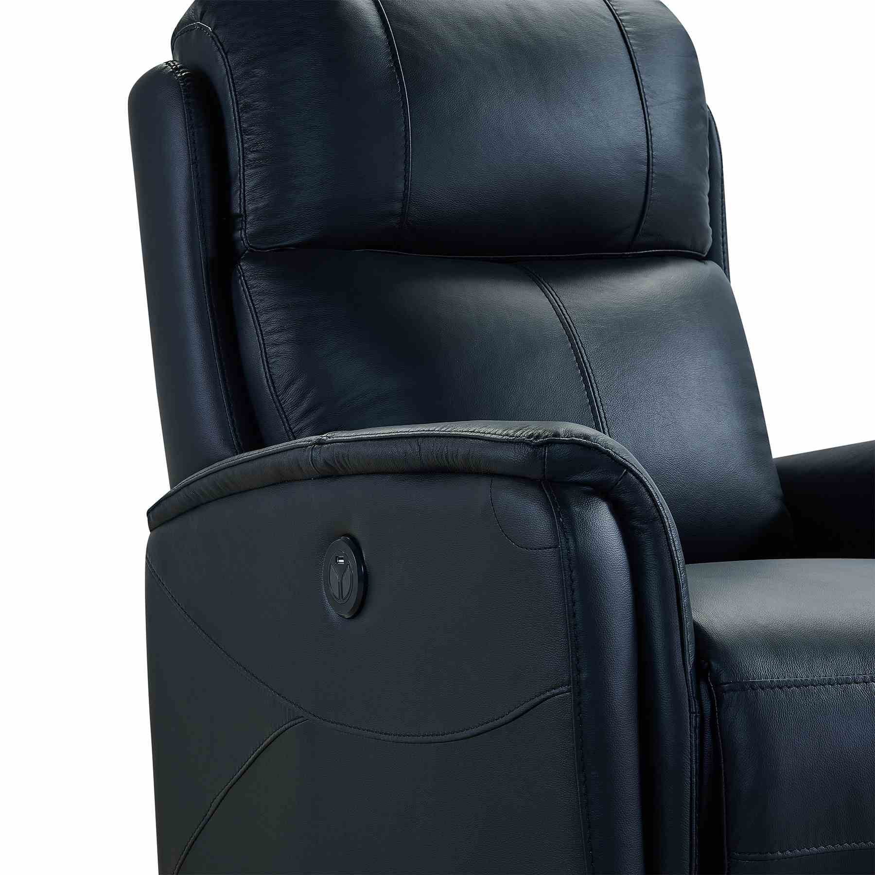 Wolfe Contemporary Recliner in Black Genuine Leather - Image 5