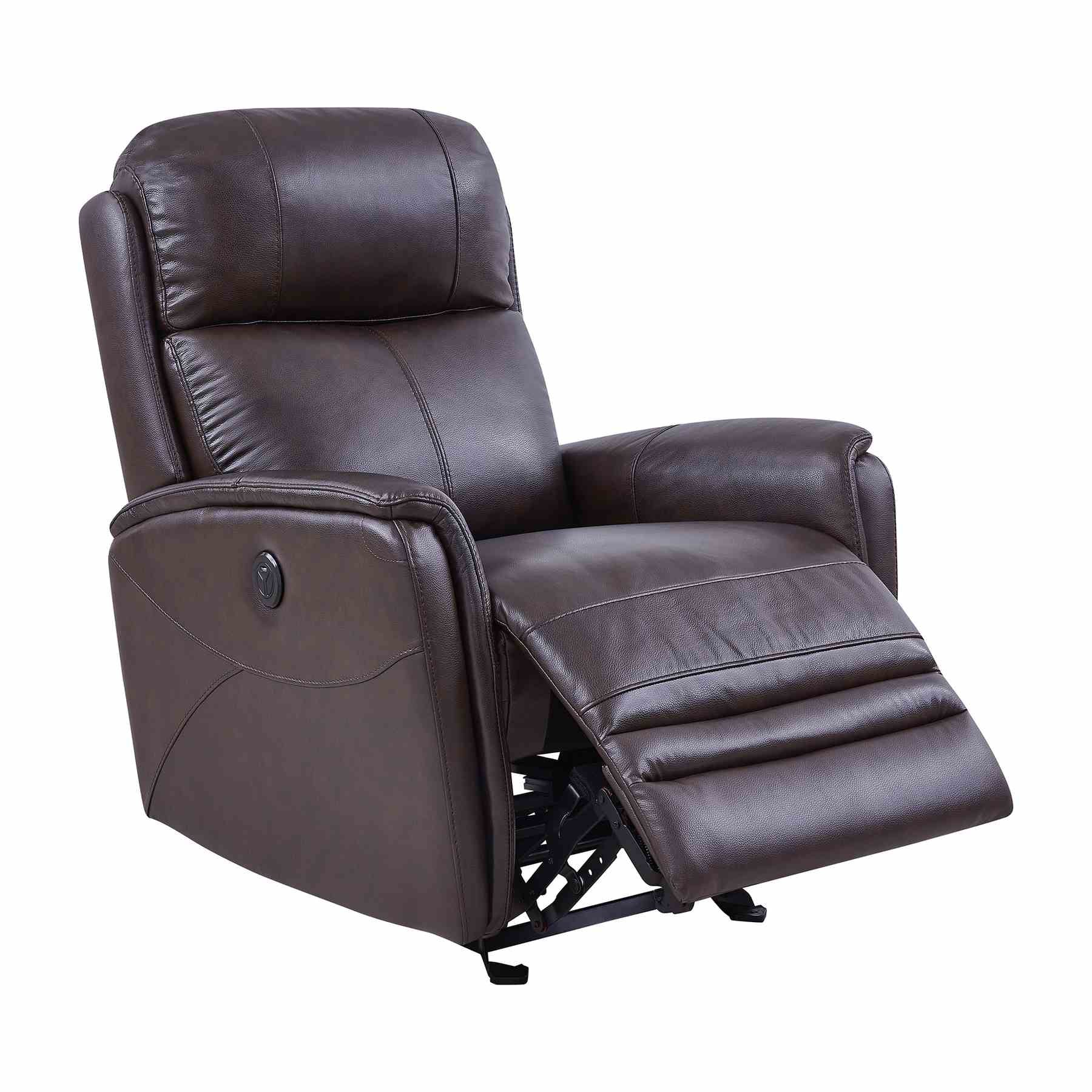 Wolfe Contemporary Recliner in Dark Brown Genuine Leather - Image 2
