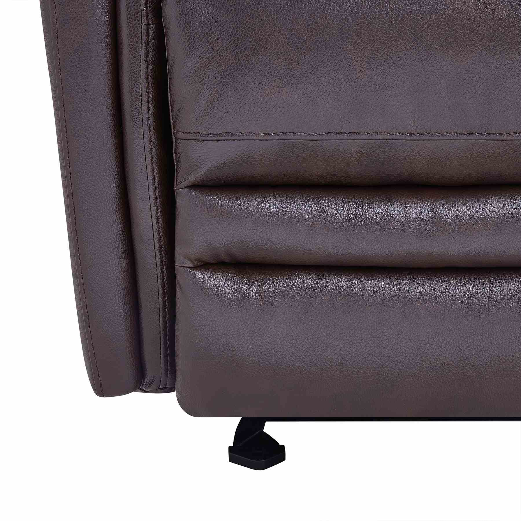 Wolfe Contemporary Recliner in Dark Brown Genuine Leather - Image 6
