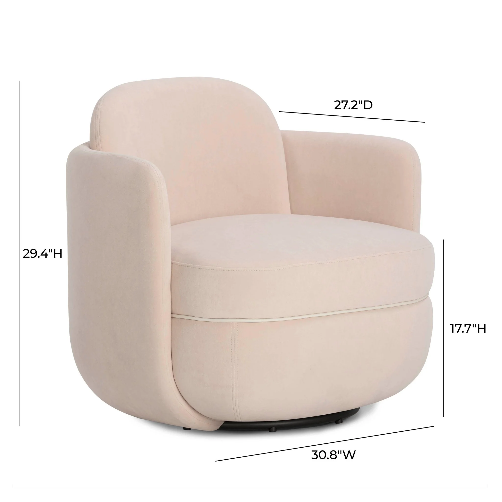 Wolfie Light Blush Velvet Swivel Chair - Image 7
