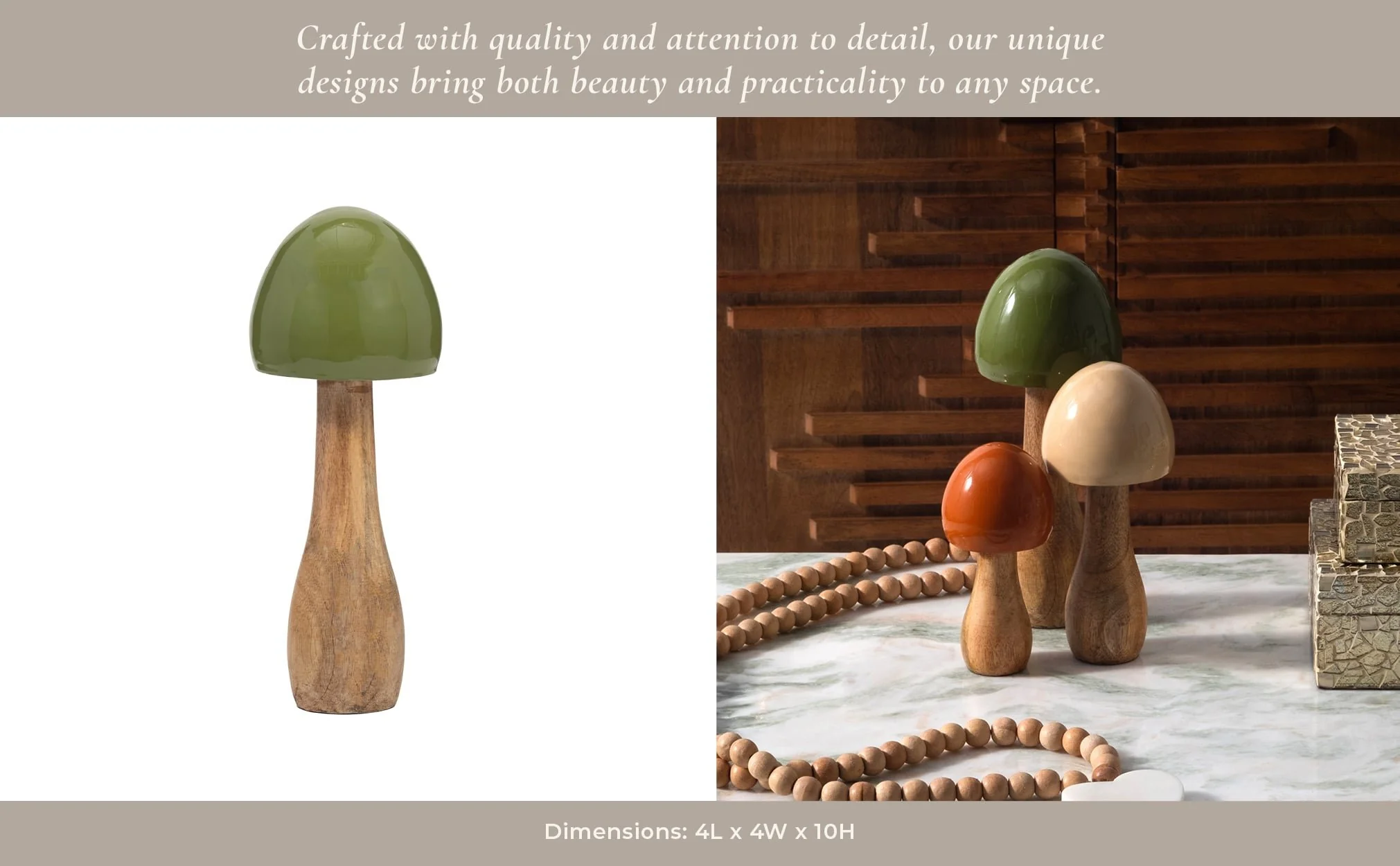 Wood, 10" Coned Mushroom, Olive - Image 13