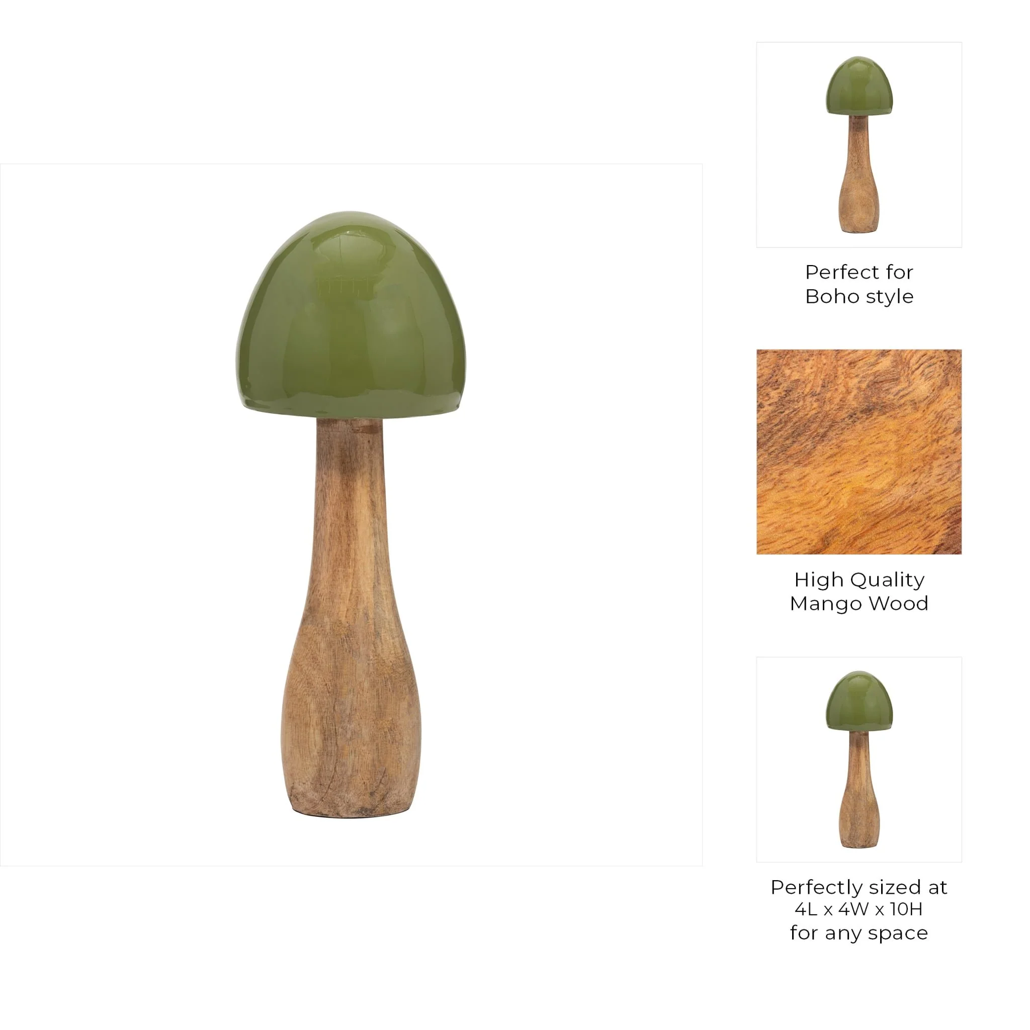 Wood, 10" Coned Mushroom, Olive - Image 8