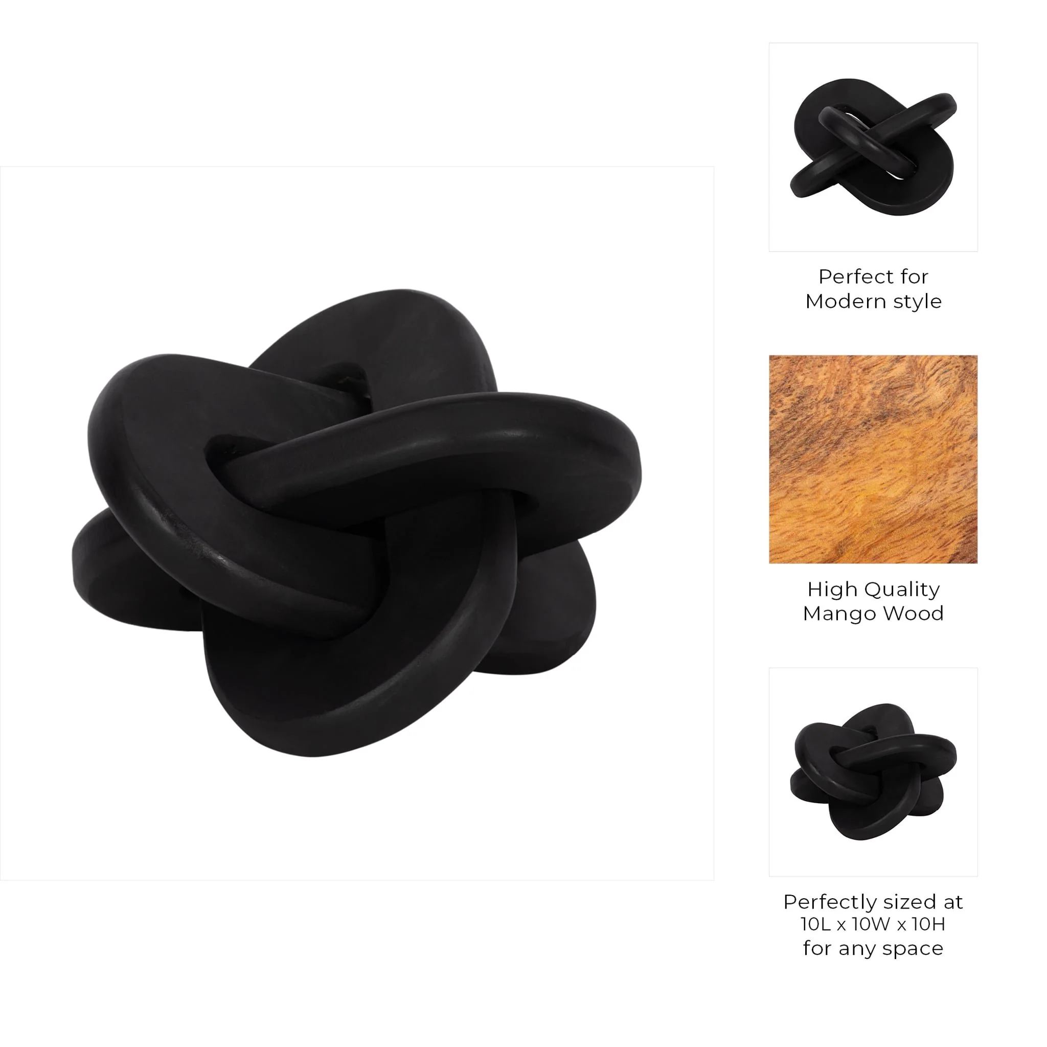 Wood, 10" Decorative Knot, Black - Image 3