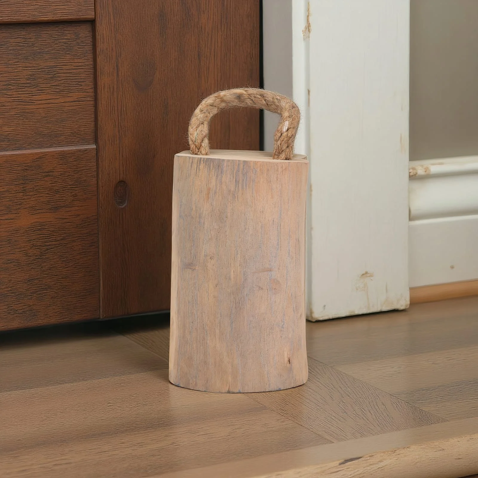 Wood, 10" Door Stopper W/ Handle, Natural - Image 10