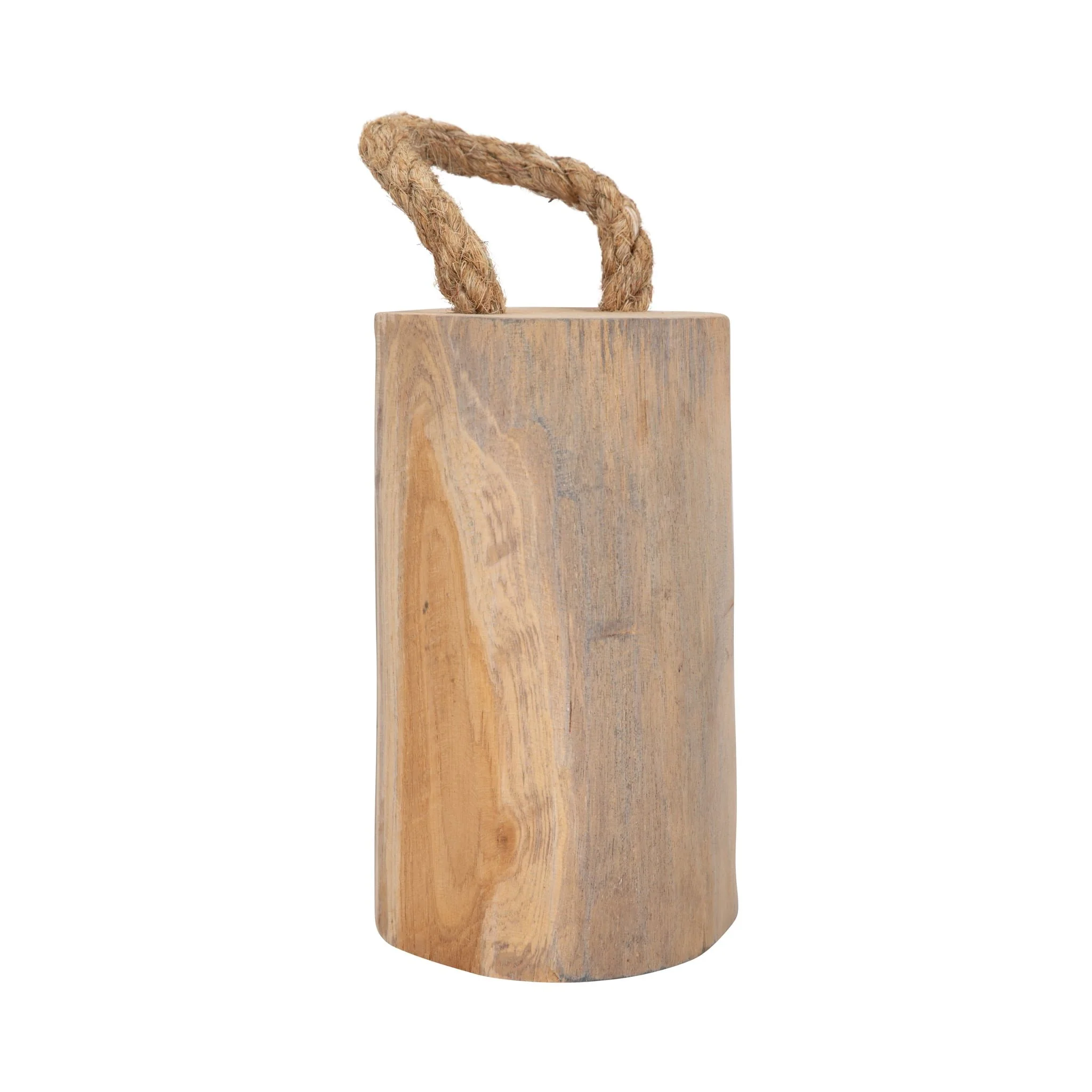 Wood, 10" Door Stopper W/ Handle, Natural - Image 2