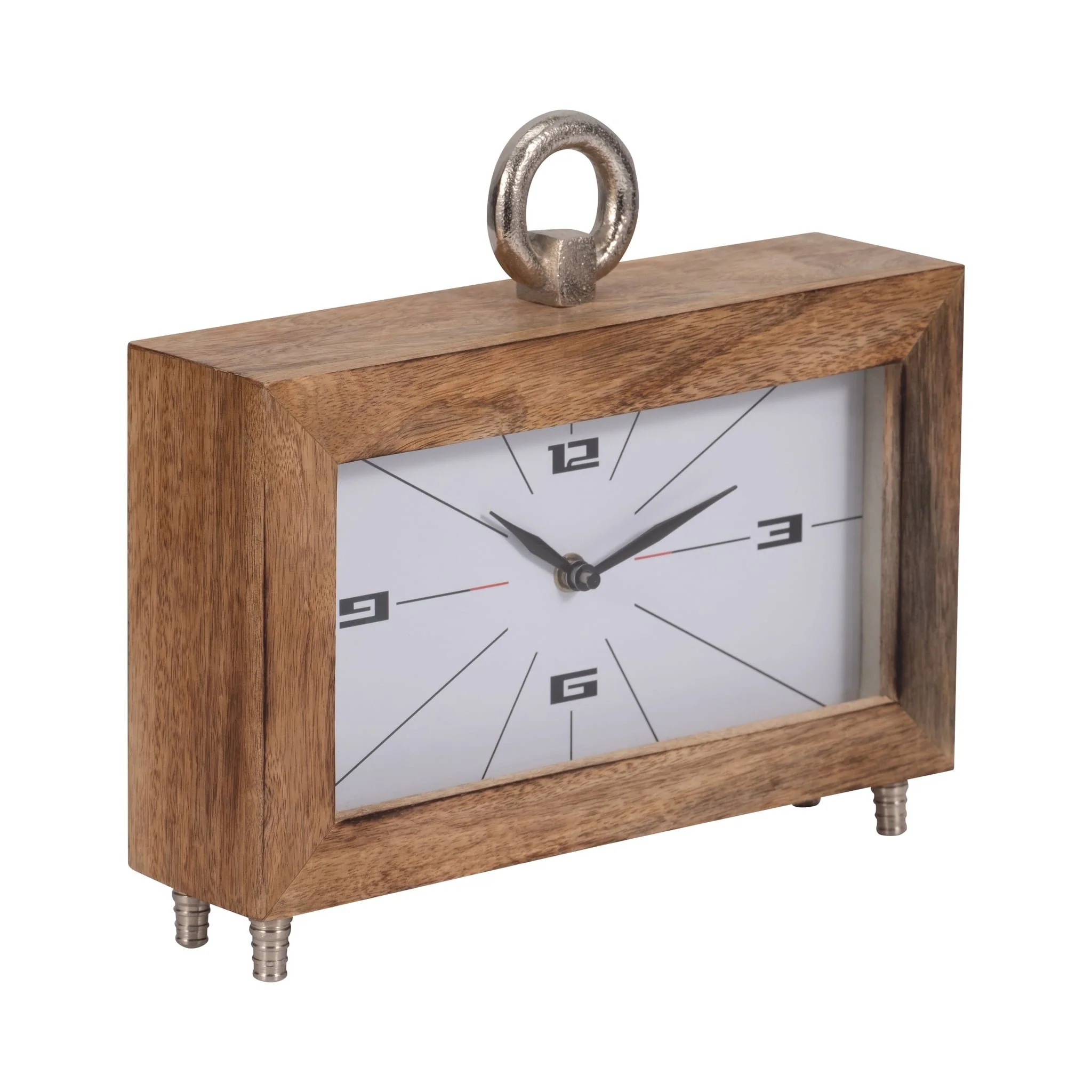 Wood, 10" Mod Rectangle Table Clock, Brown - Image 2