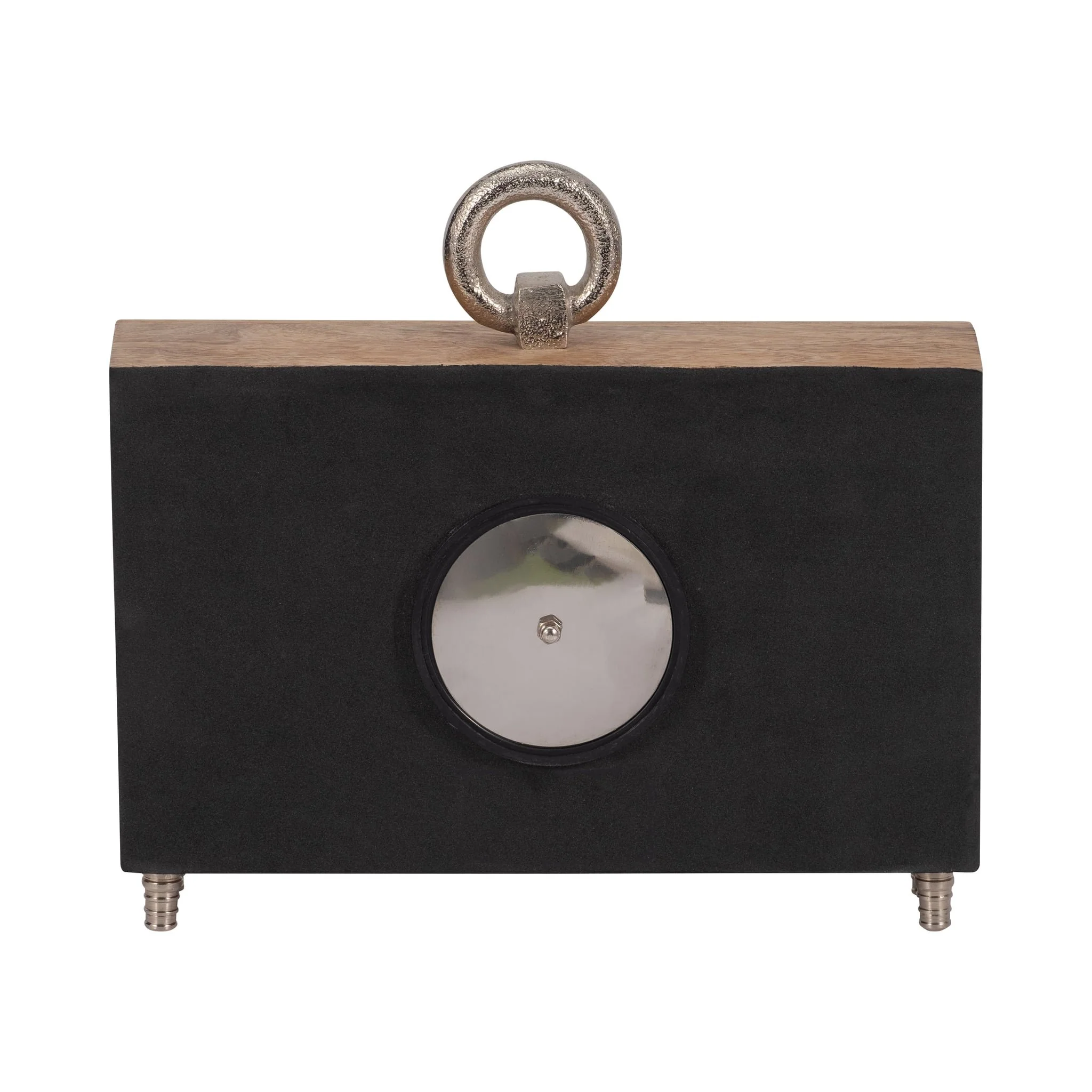 Wood, 10" Mod Rectangle Table Clock, Brown - Image 4