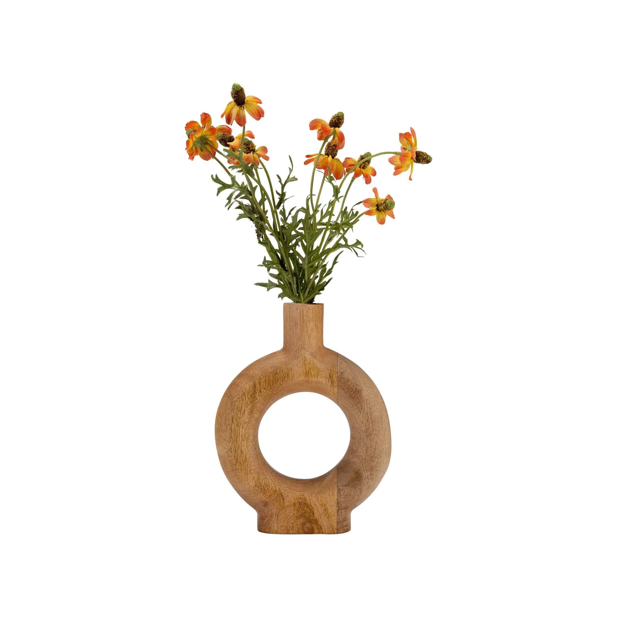 Wood, 10"h Donut Shaped Vase, Brown - Image 5