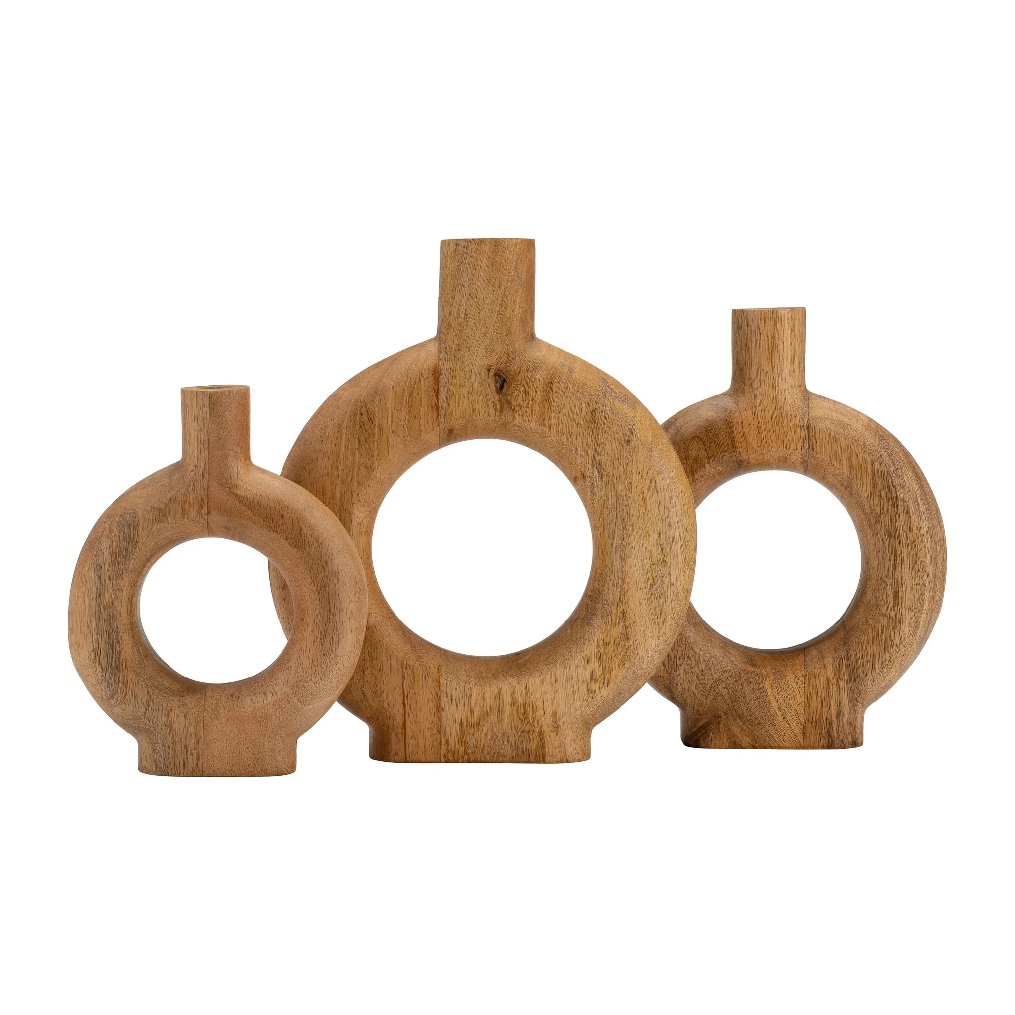 Wood, 10"h Donut Shaped Vase, Brown - Image 7