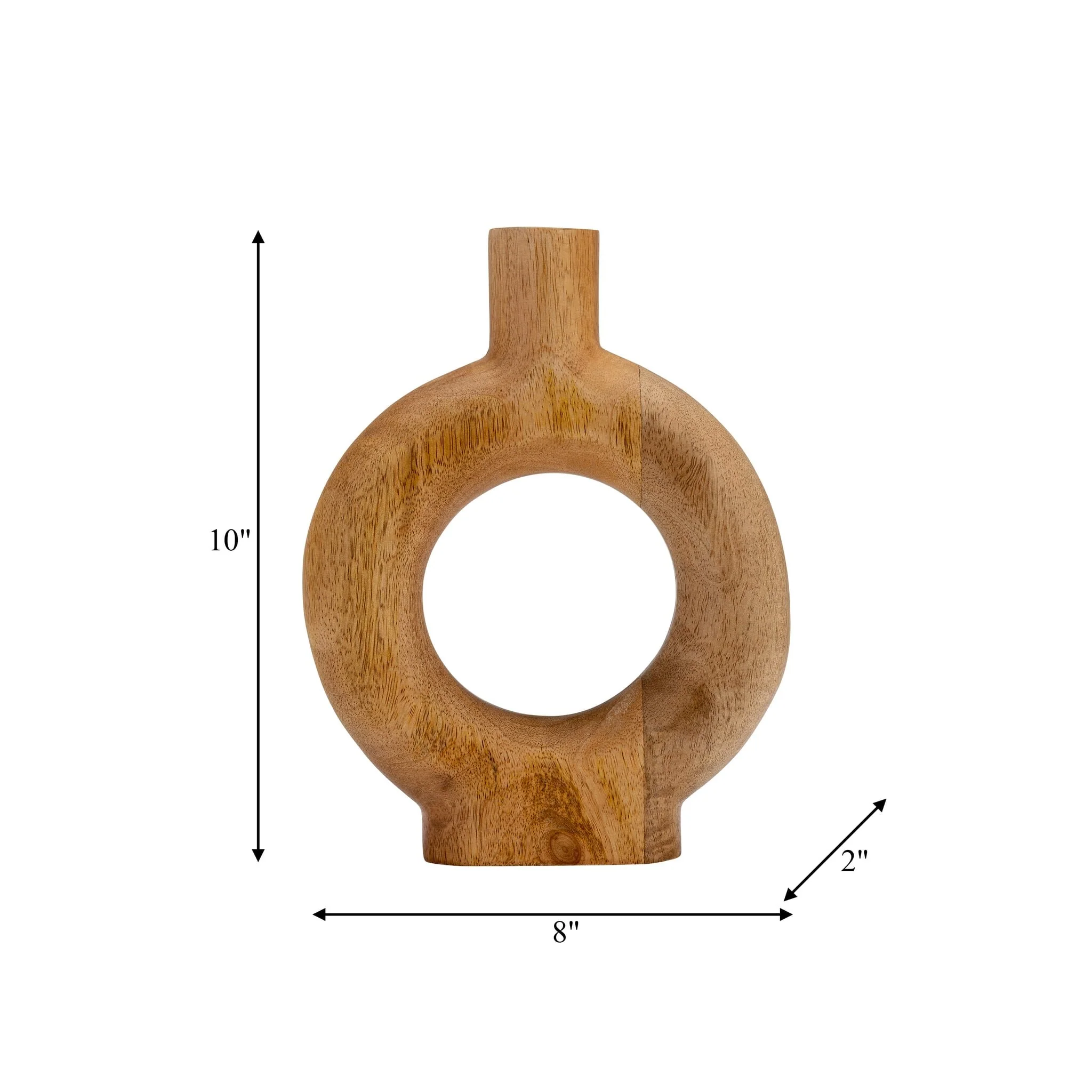 Wood, 10"h Donut Shaped Vase, Brown - Image 9