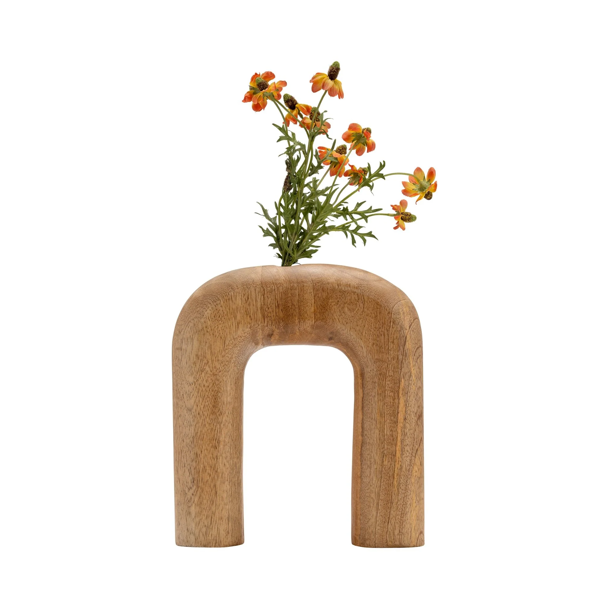 Wood, 10"h Horseshoe Vase, Brown - Image 4