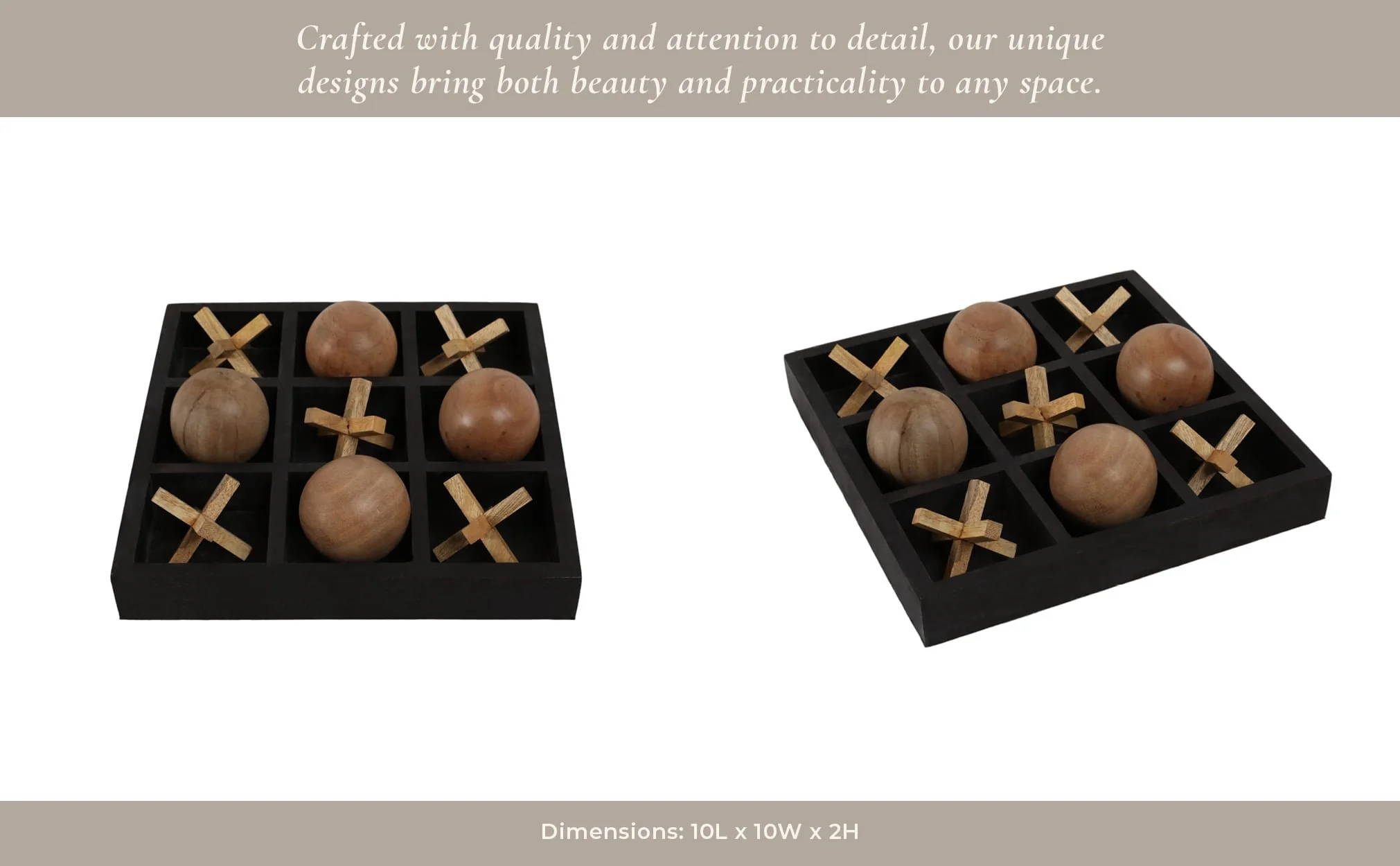 Wood, 10x10 Tic Tac Toe Board Game, Black - Image 14