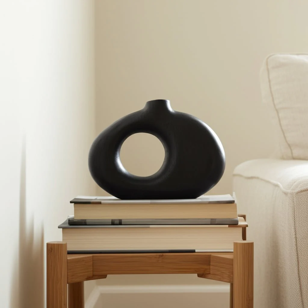 Wood, 10x7"h Cut-out Vase, Black - Image 12