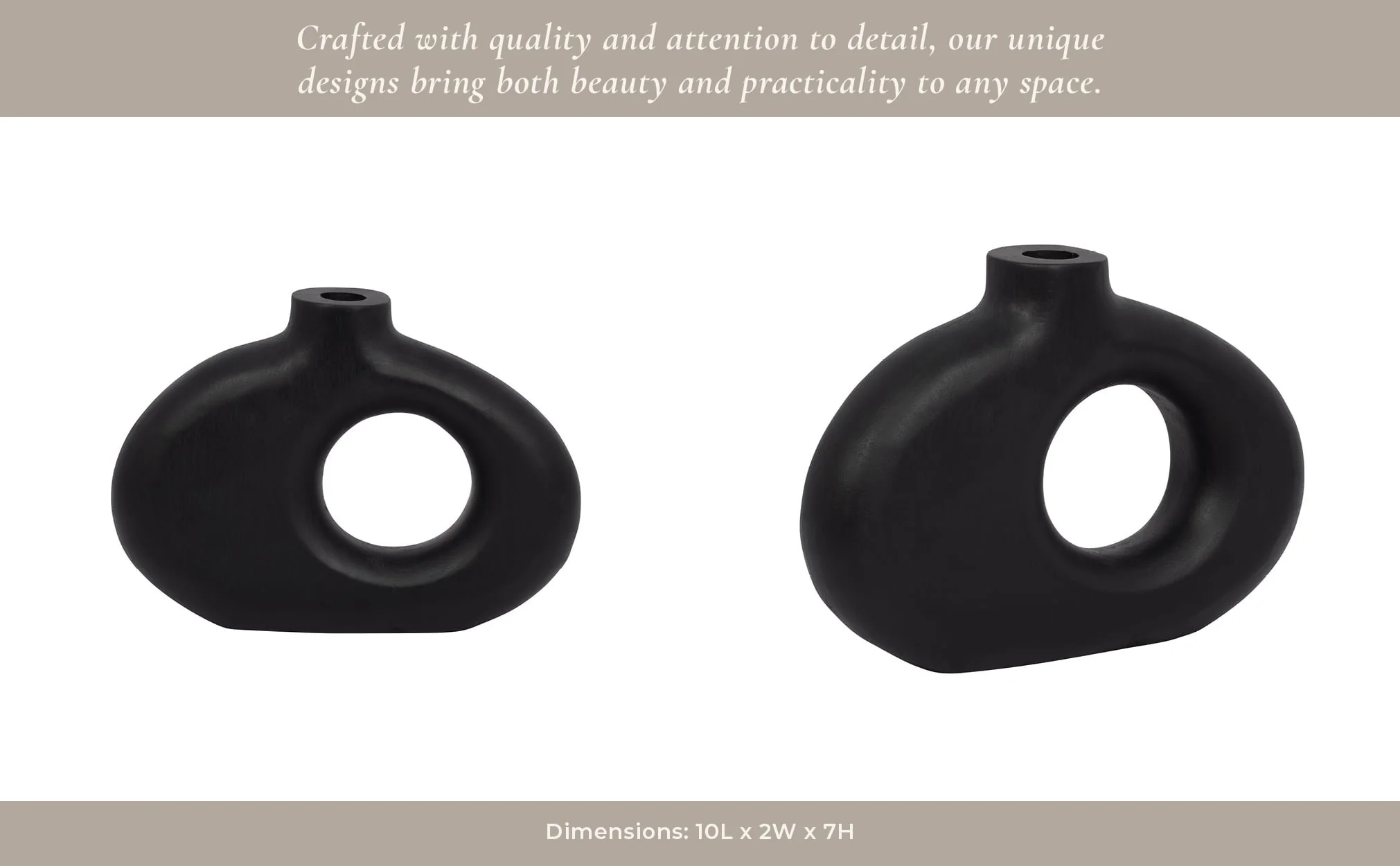 Wood, 10x7"h Cut-out Vase, Black - Image 14