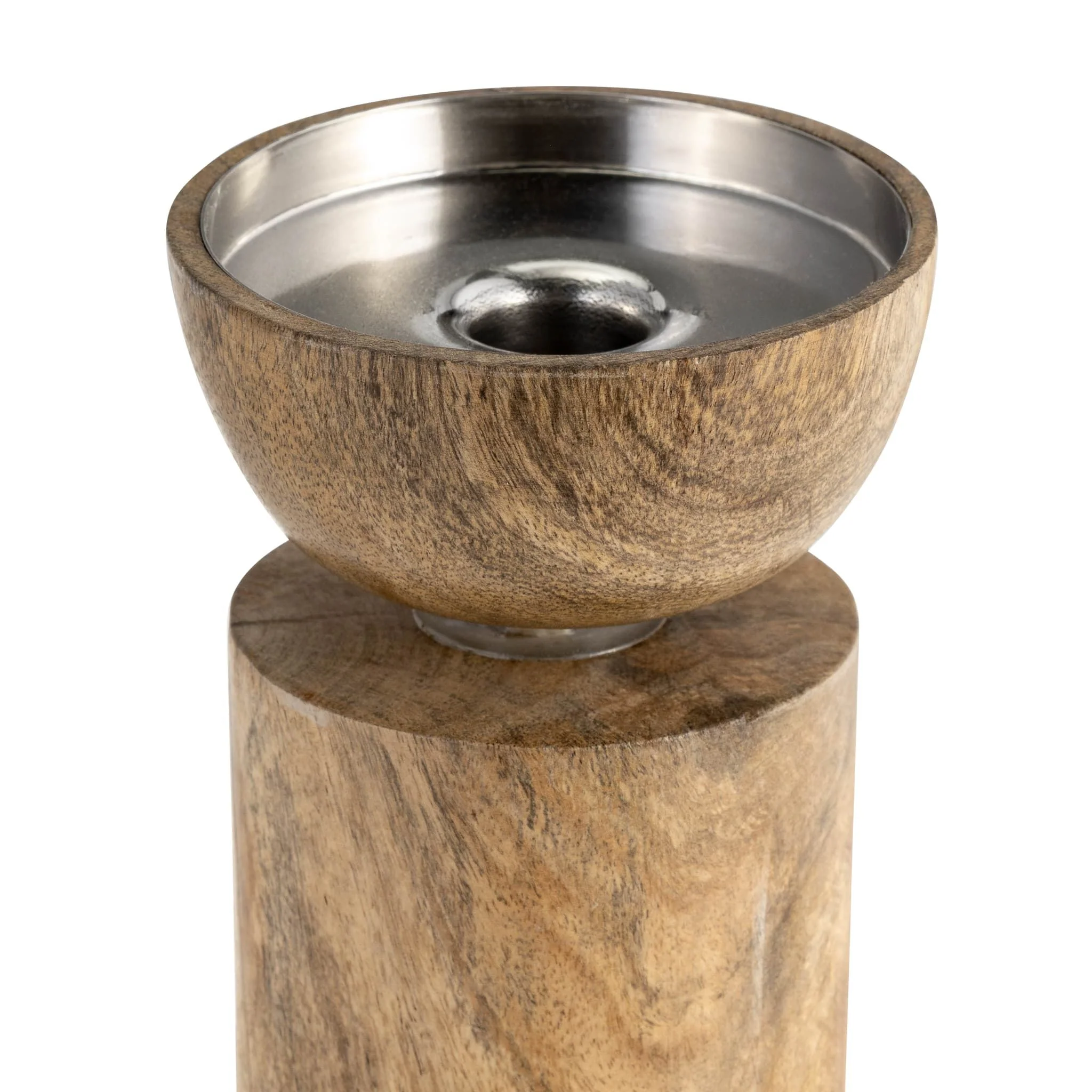 Wood, 11" Acrylic Detail Taper Candleholder, Natur - Image 3
