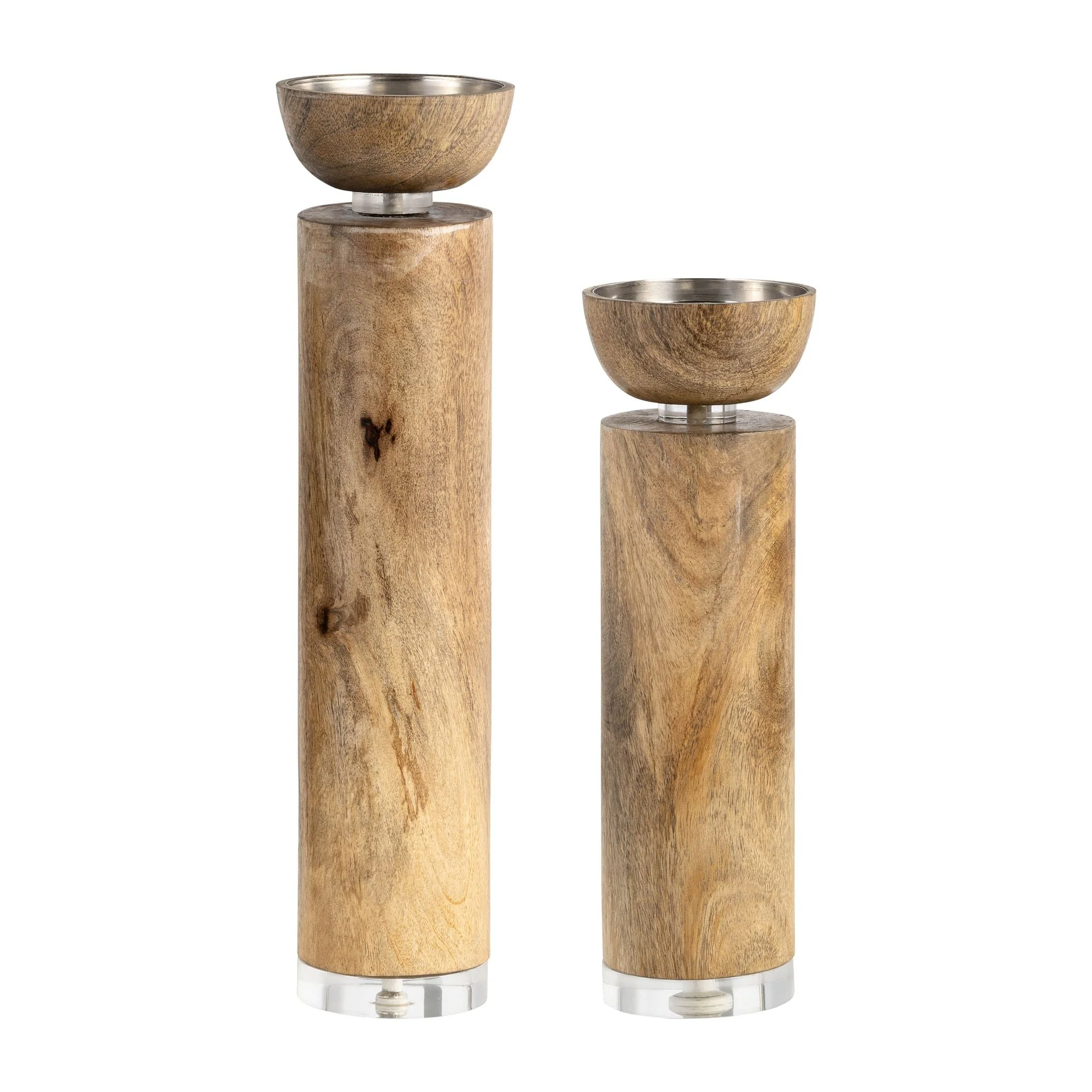 Wood, 11" Acrylic Detail Taper Candleholder, Natur - Image 6