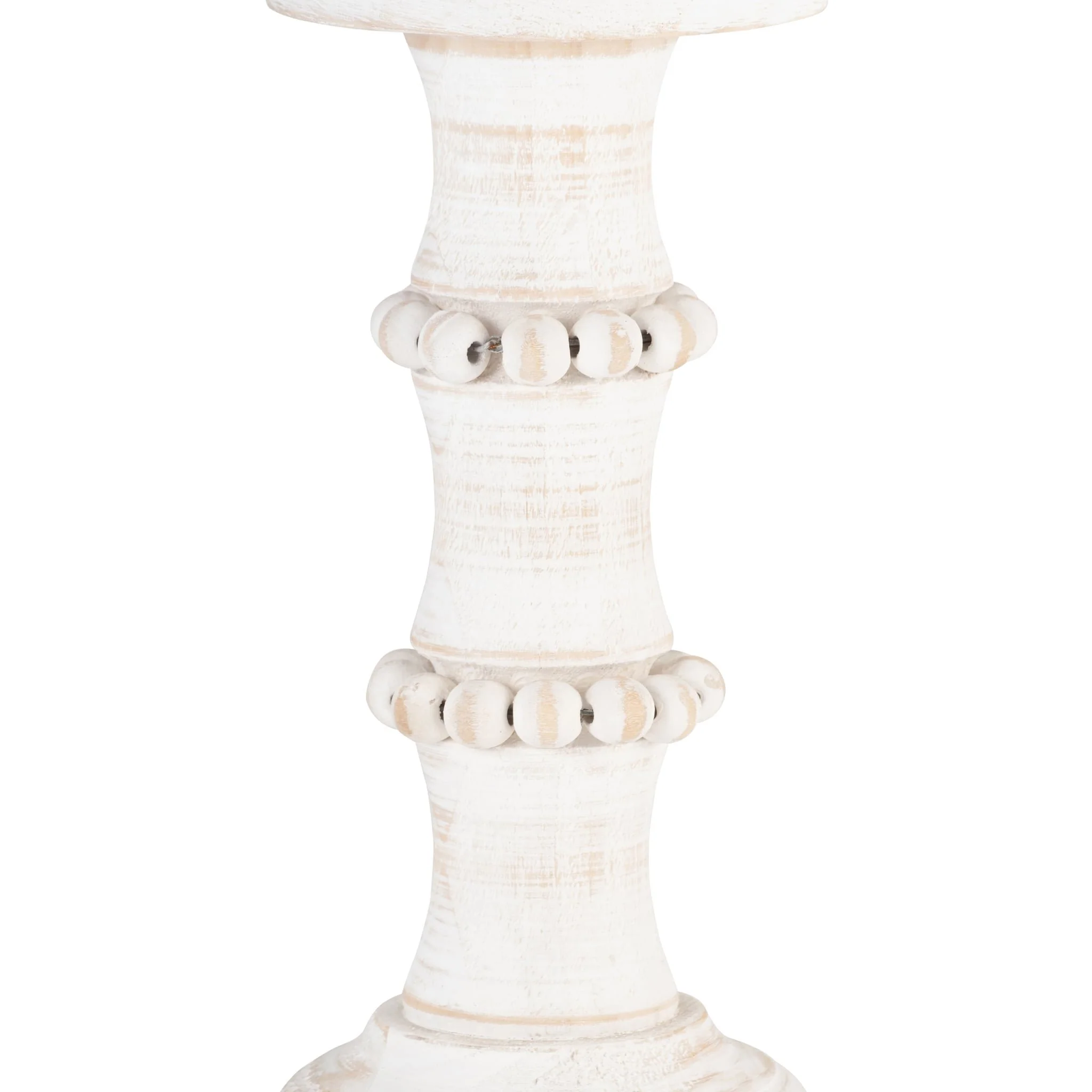Wood, 11" Antique Style Candle Holder, White - Image 4