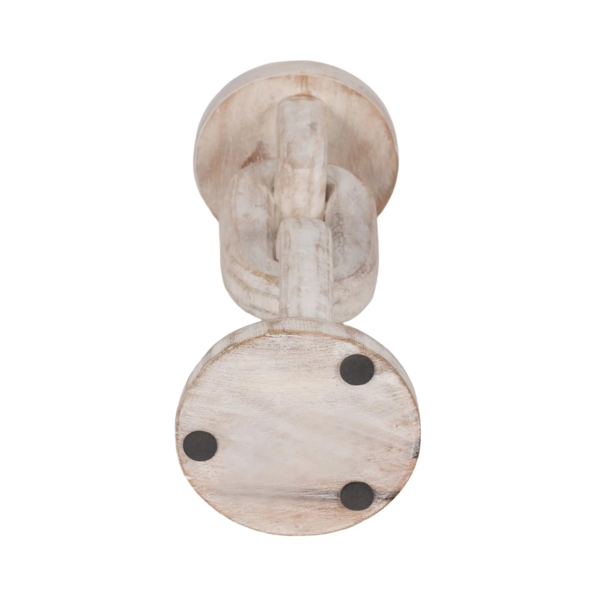 Wood, 11" Chain Pillar Candle Holder, White - Image 7