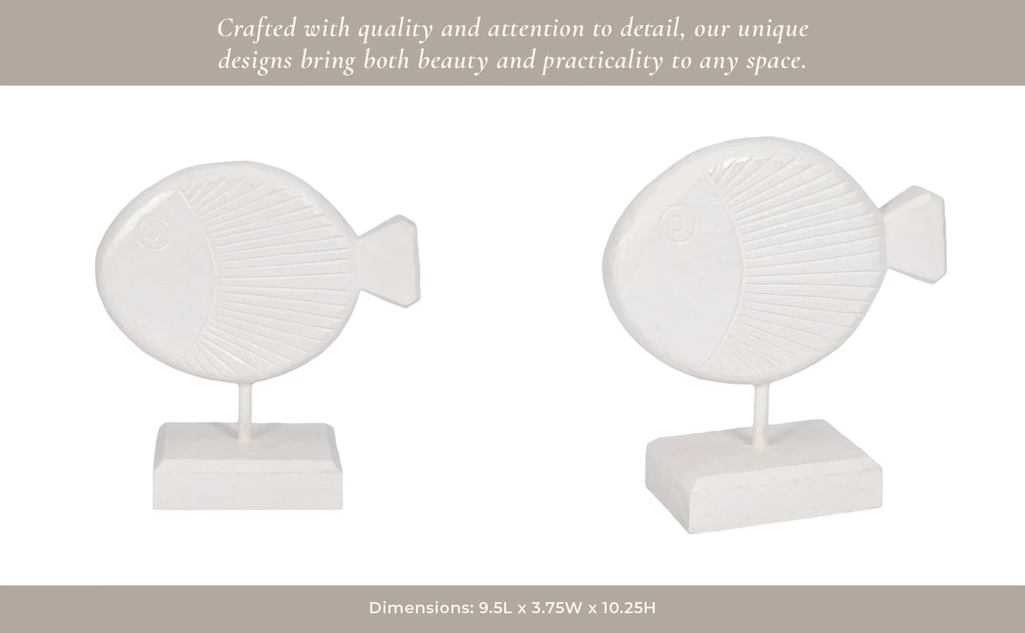 Wood, 11" Fish On Stand, White - Image 14