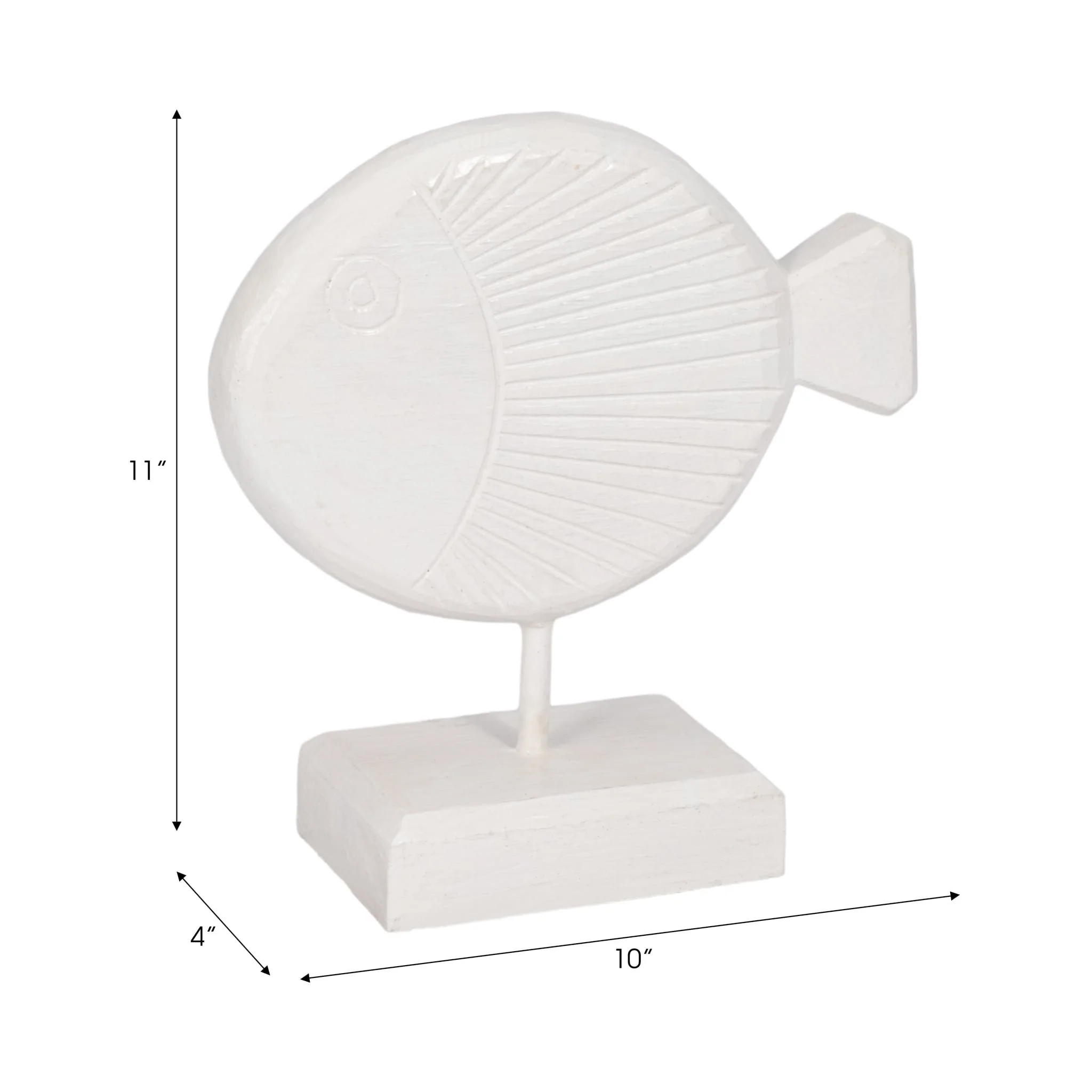 Wood, 11" Fish On Stand, White - Image 8