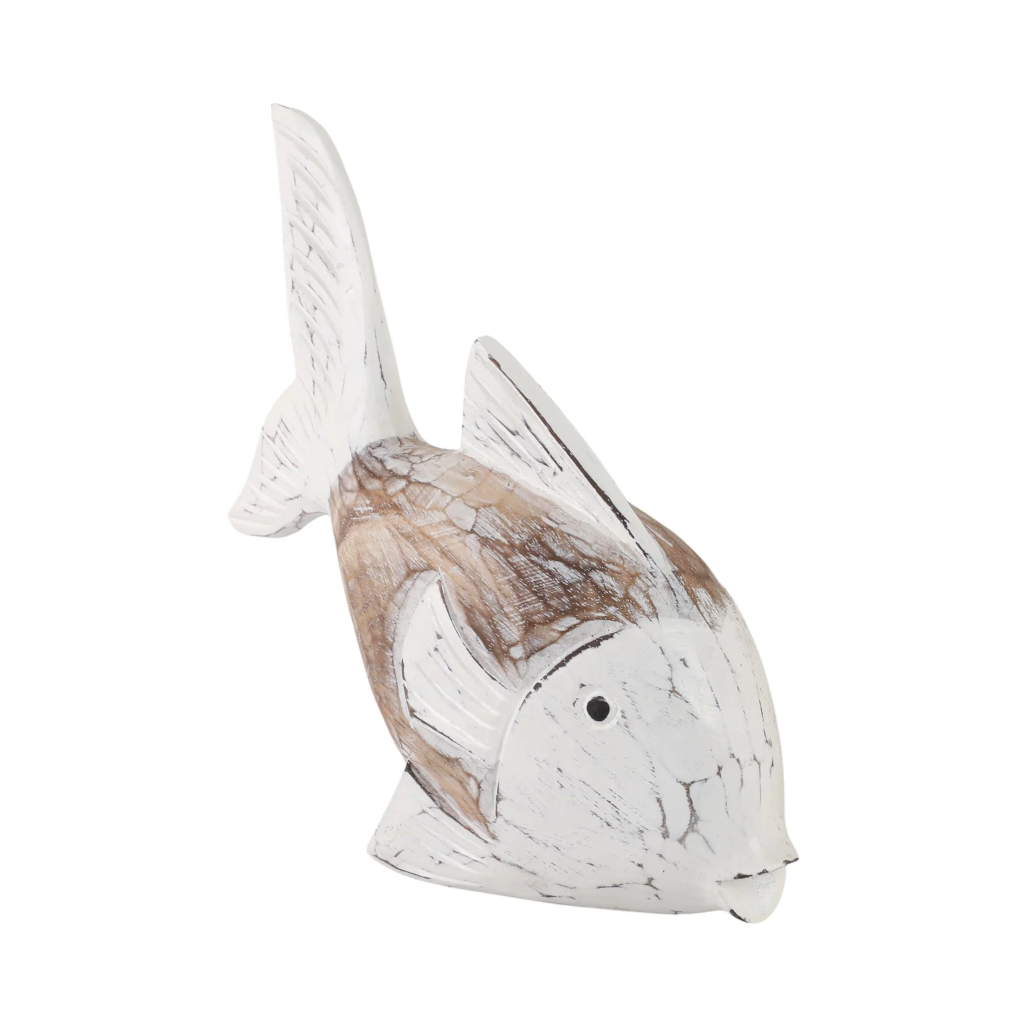 Wood, 11" Flounder Fish, Natural/white - Image 2