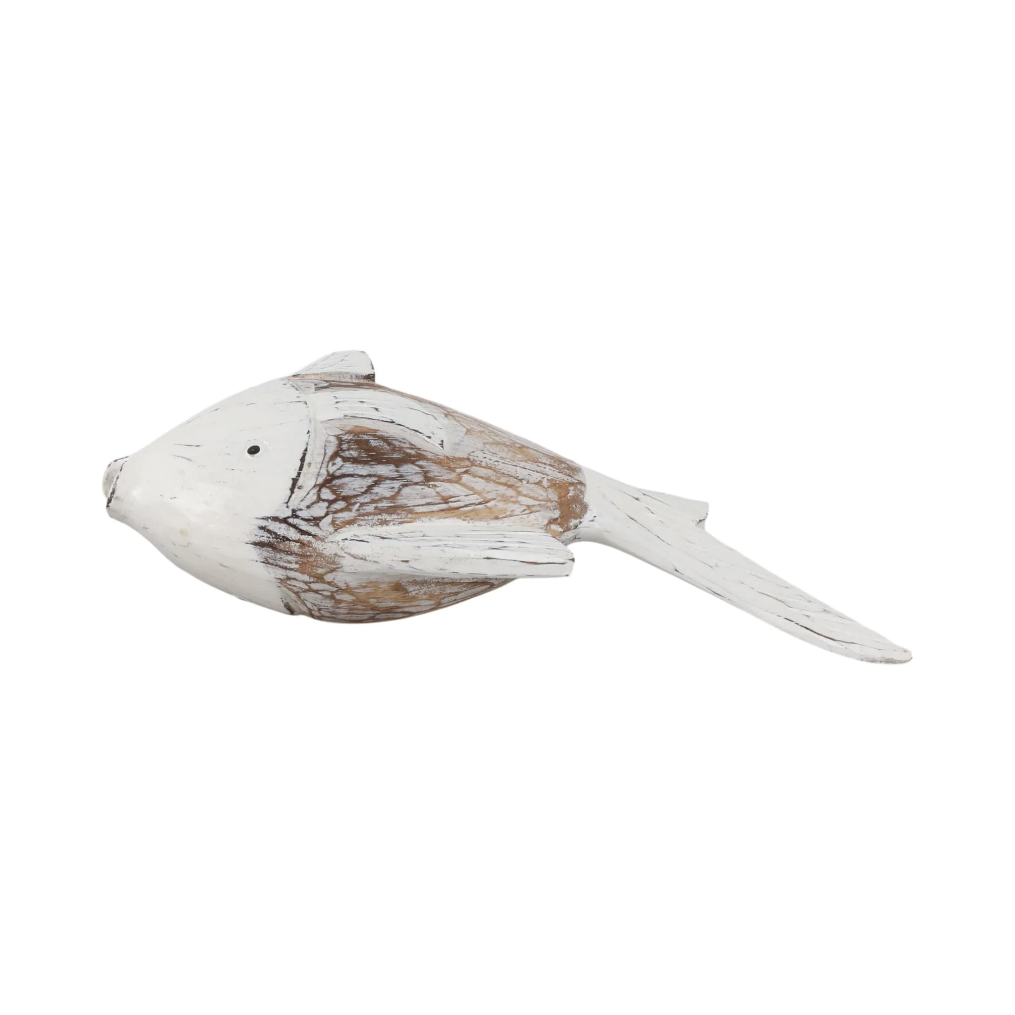 Wood, 11" Flounder Fish, Natural/white - Image 5