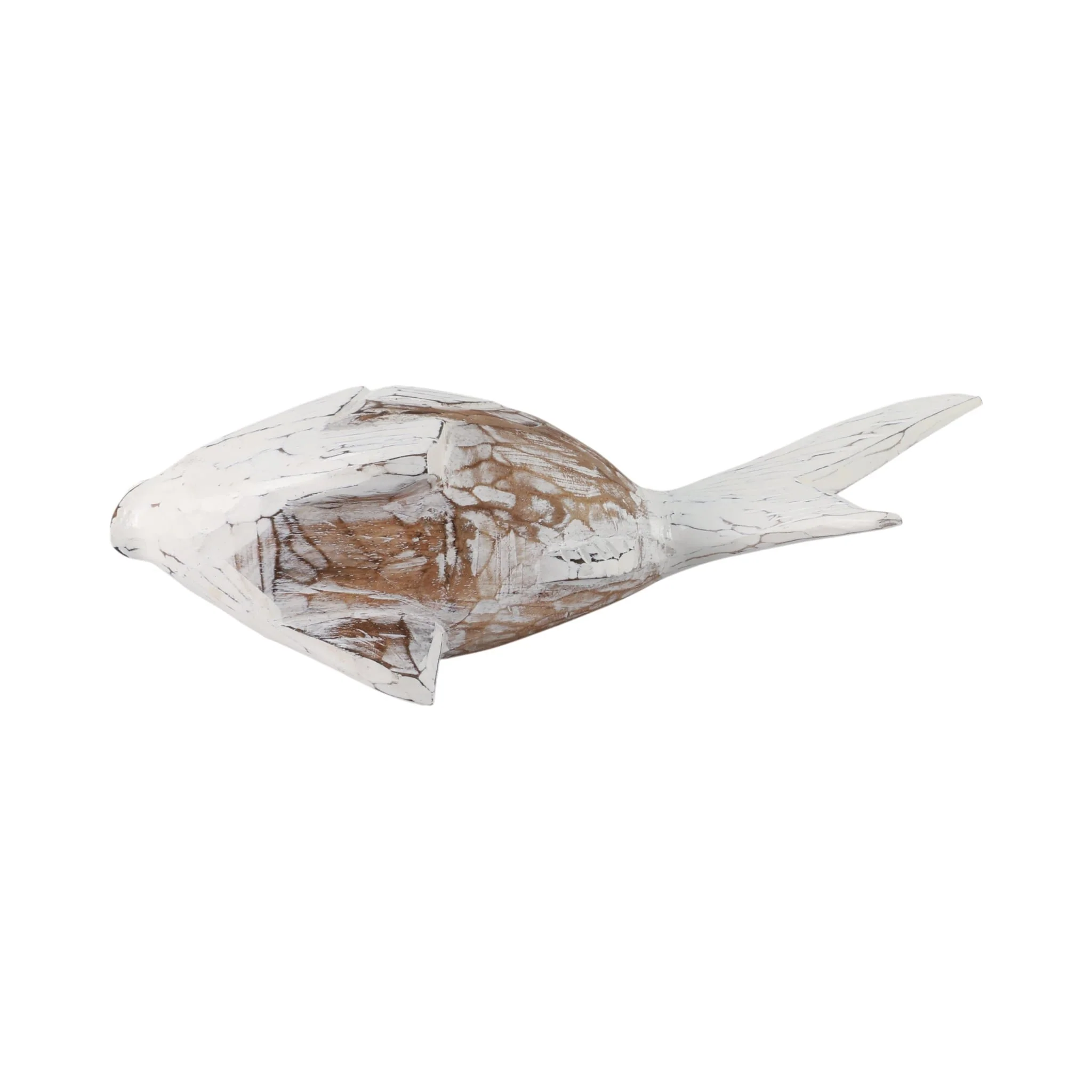 Wood, 11" Flounder Fish, Natural/white - Image 6